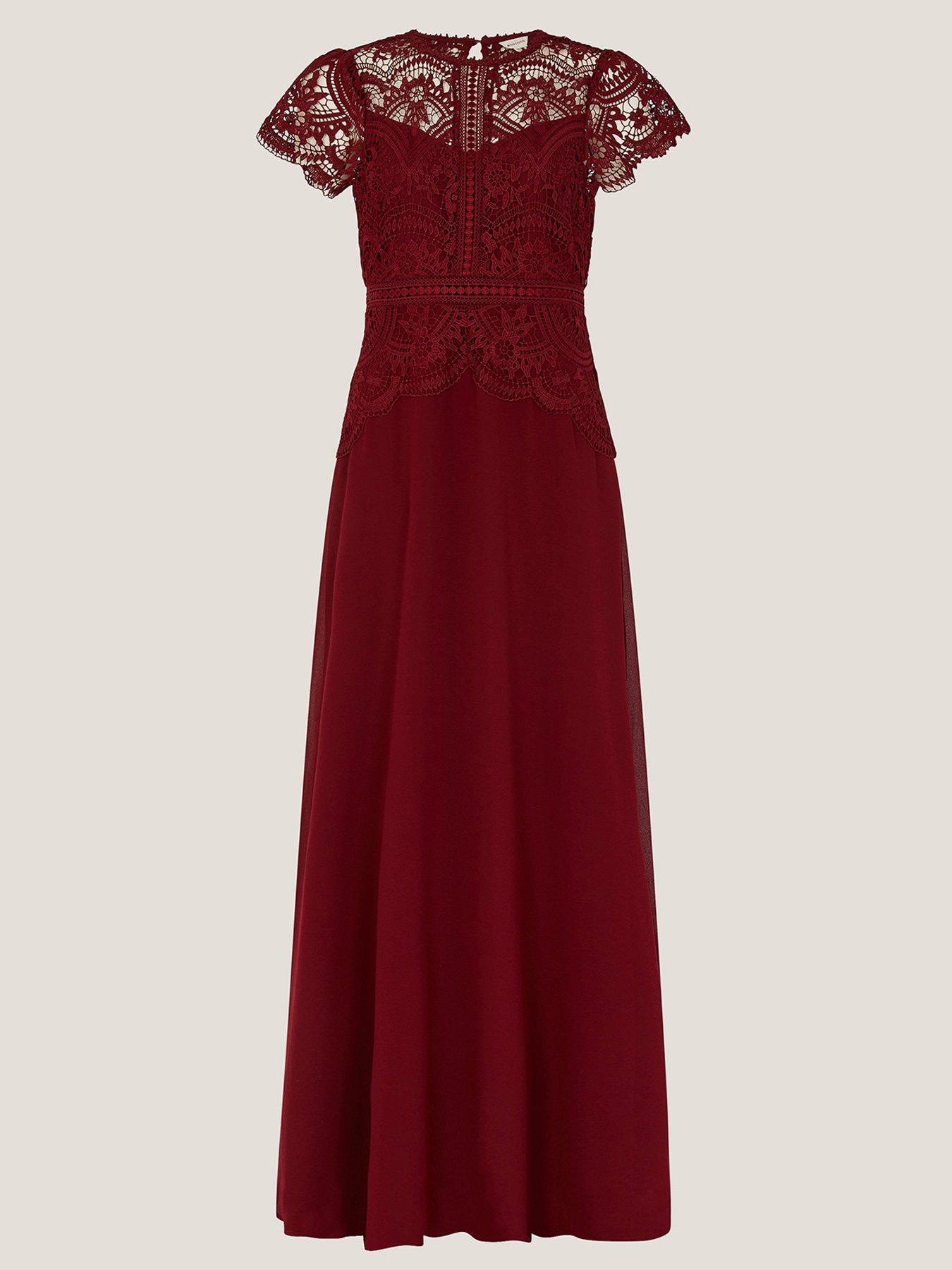 Image 5 of 5 of Monsoon Monica Lace Maxi Dress - Red