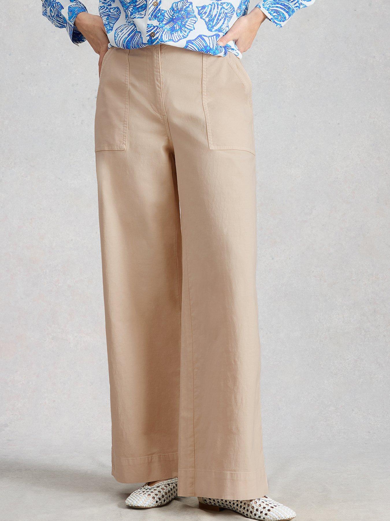 White Stuff Twister Wide Leg Chino Trouser - Beige