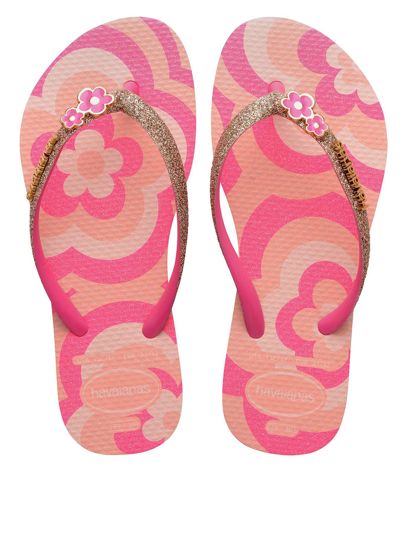 Havaianas Kids Slim Glitter Trendy Flip Flops - Blossom/ Flux