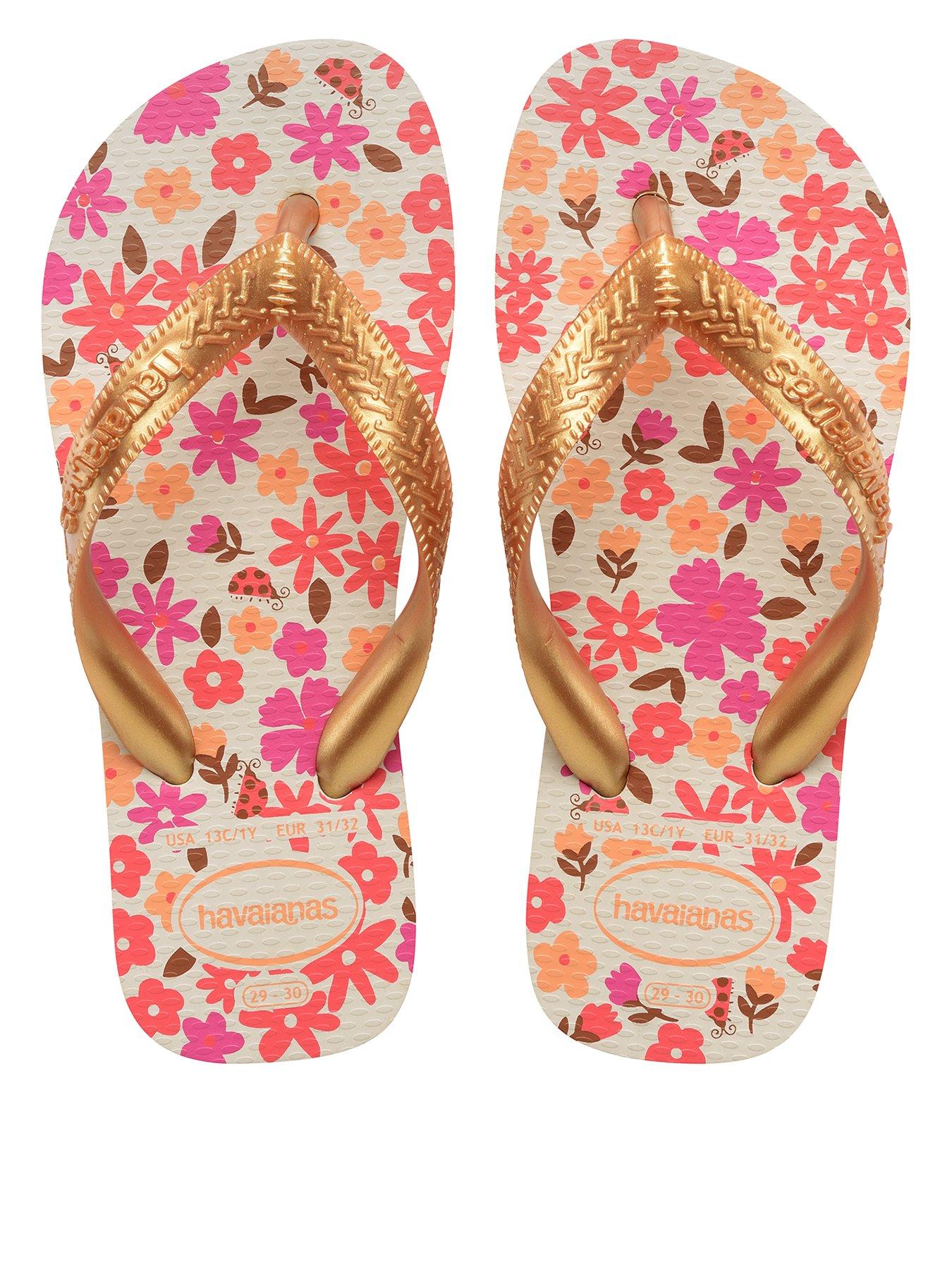 Havaianas Kids Flores Flip Flops - Beige/Golden