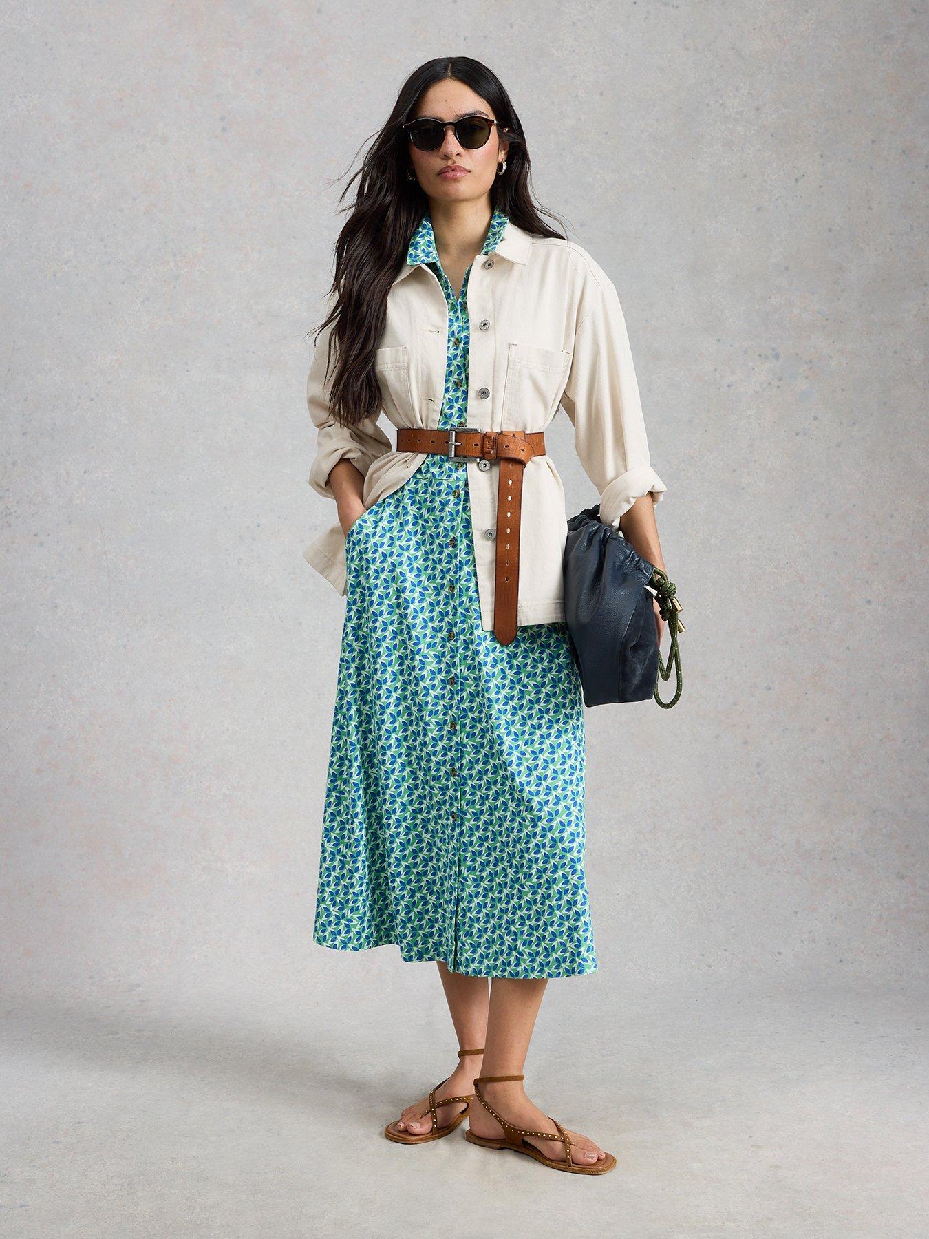 Image 3 of 6 of White Stuff Rua Jersey Shirt Dress - Green