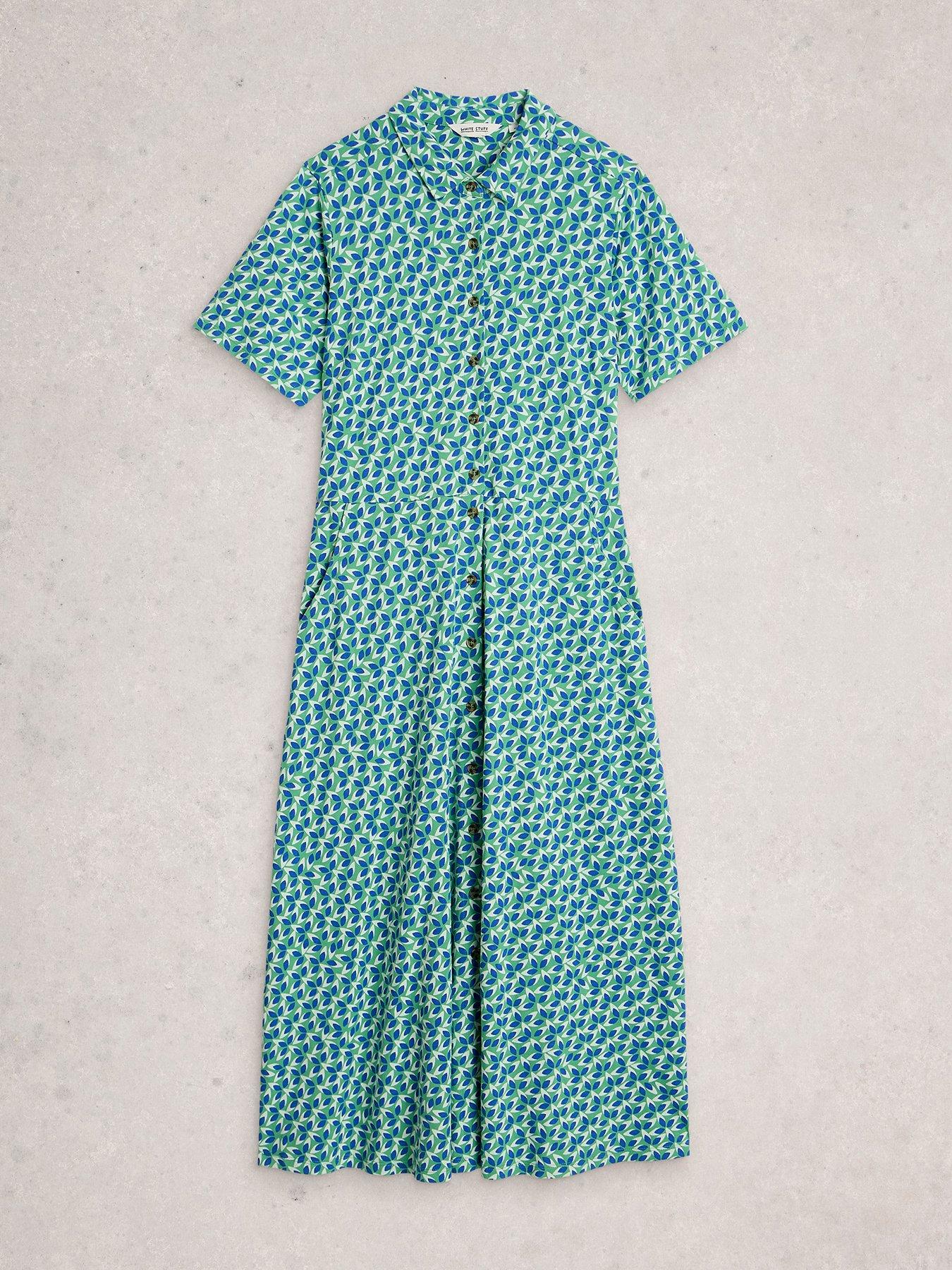 Image 5 of 6 of White Stuff Rua Jersey Shirt Dress - Green