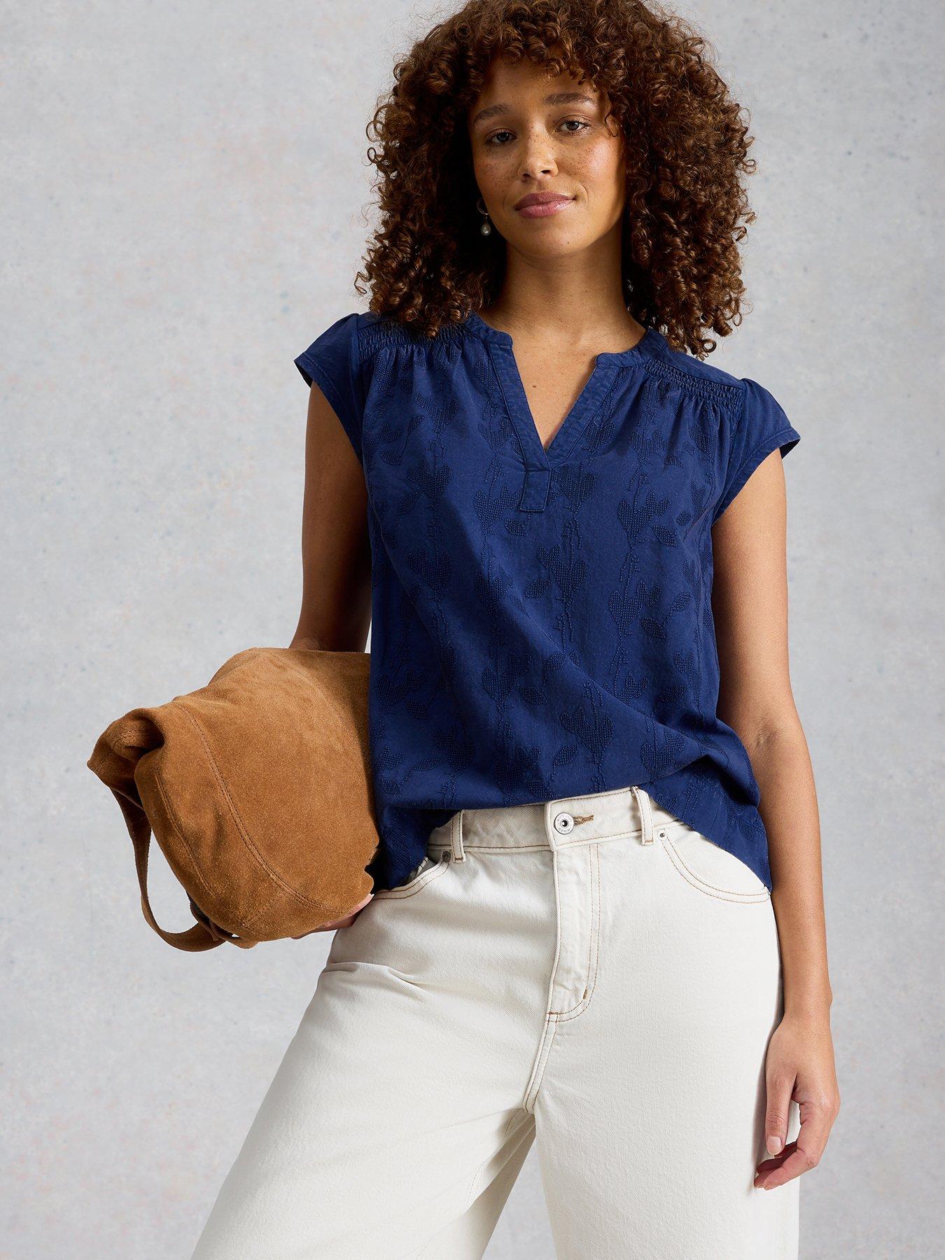 White Stuff Amelia Embroidery Top - Blue
