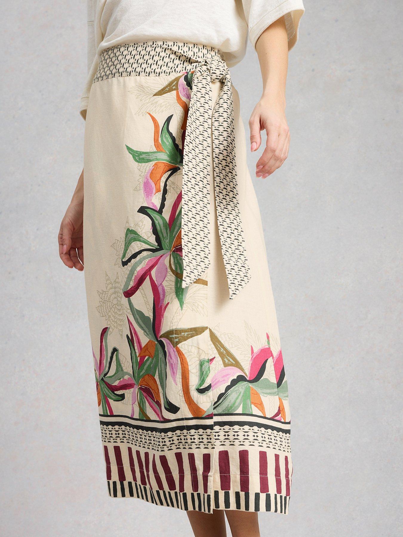 White Stuff Alba Linen Blend Wrap Skirt - Beige