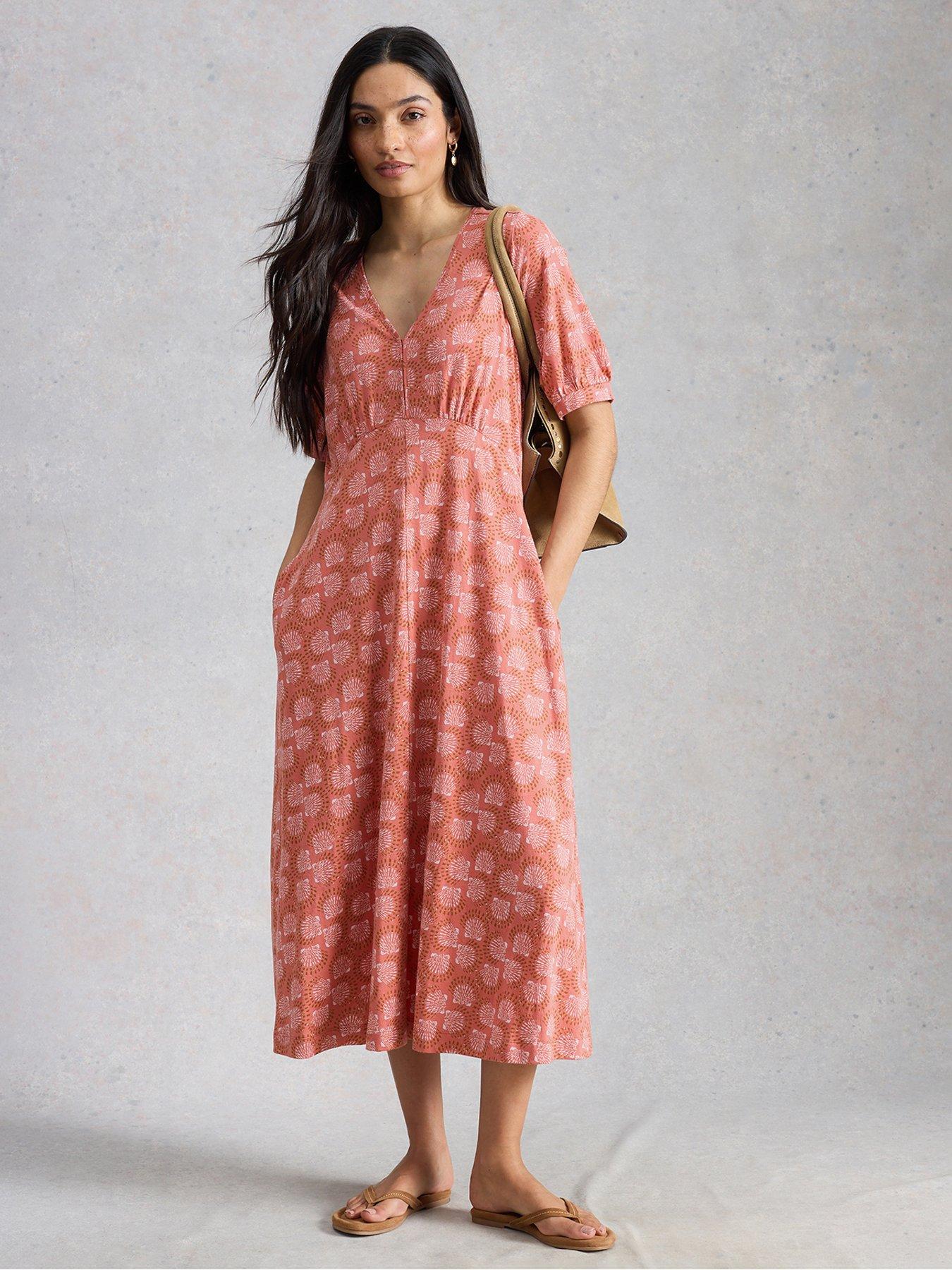 White Stuff Megan Jersey Dress, Pink, Size 14, Women