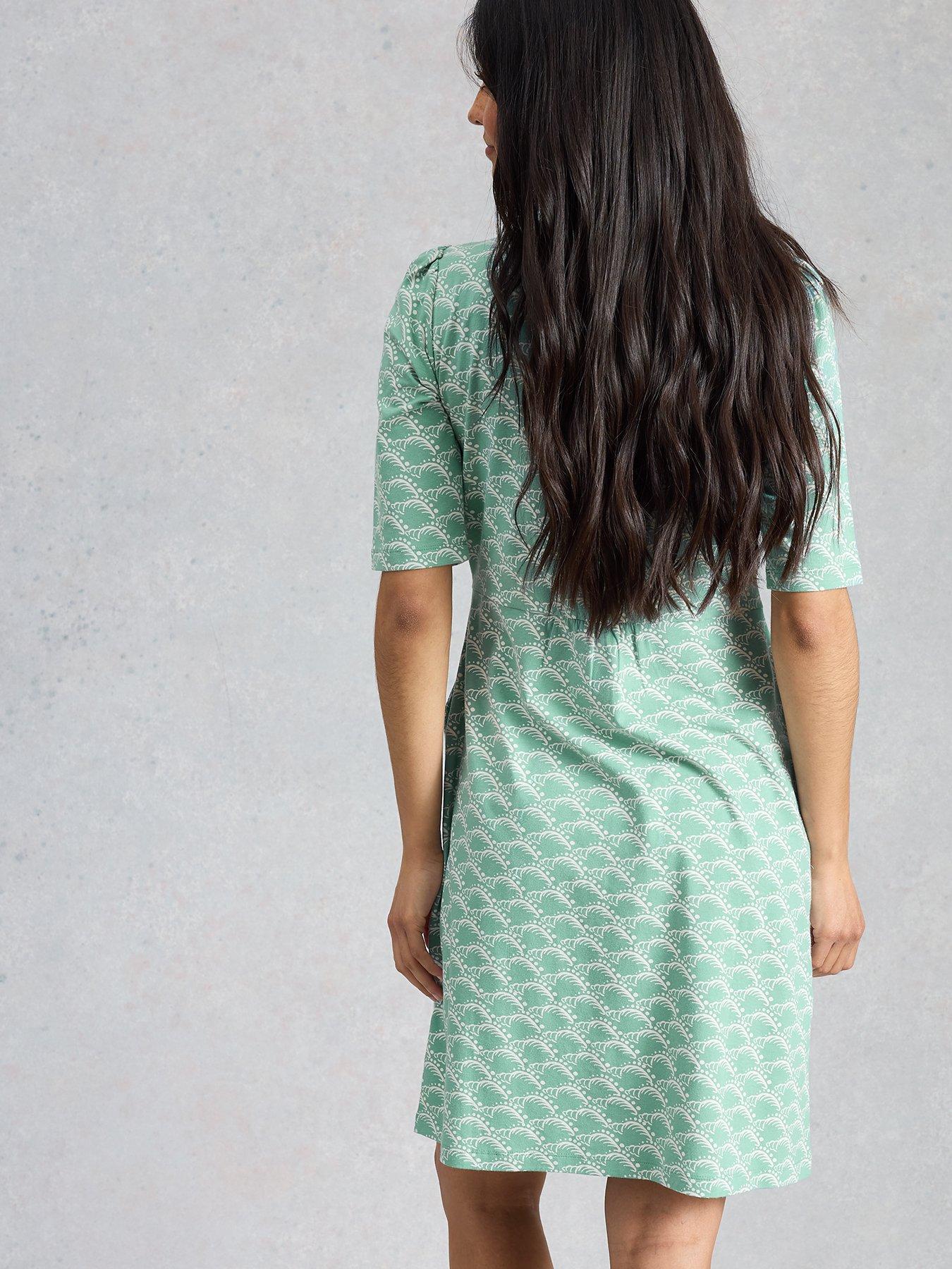 green emerald velvet dress Naomi Jersey Midi Dress-Green, Flourishing Meadow main image 1