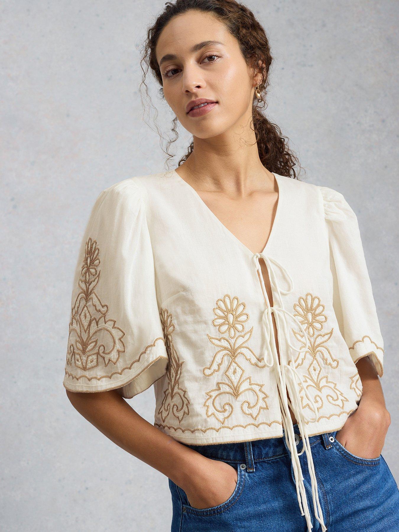 White Stuff Erin Tie Front Top