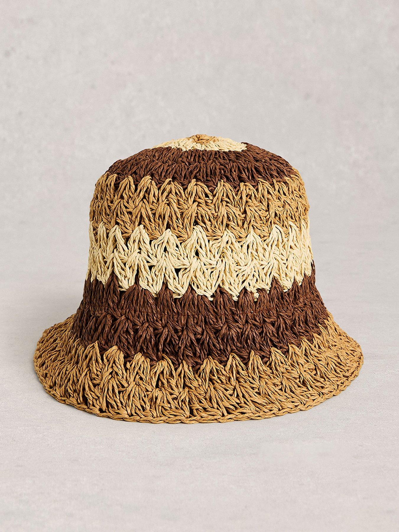 White Stuff Block Stripe Bucket Hat - Brown
