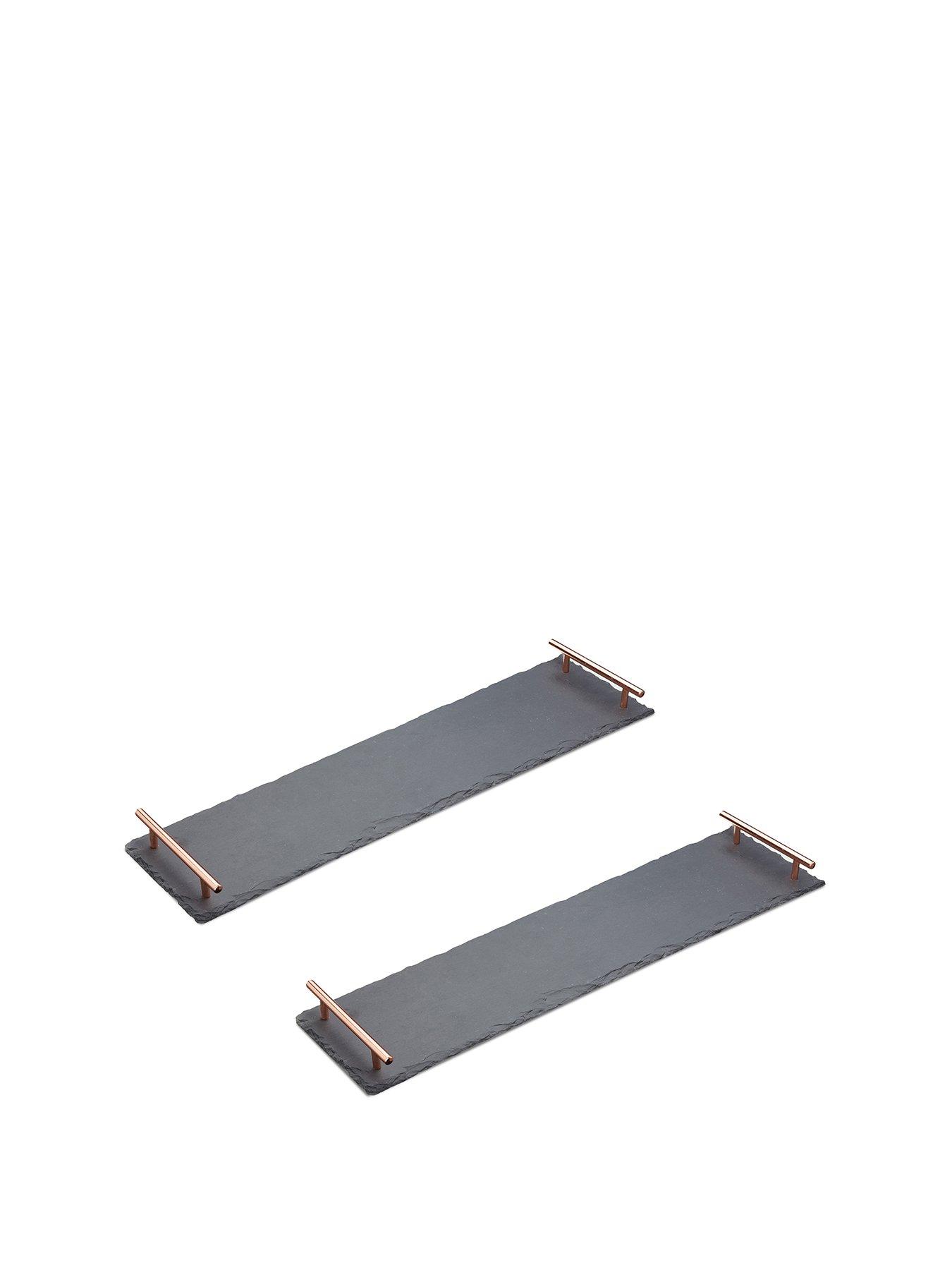 Artesa Slate Serving Platters with Copper Coloured Handles - Set of 2
