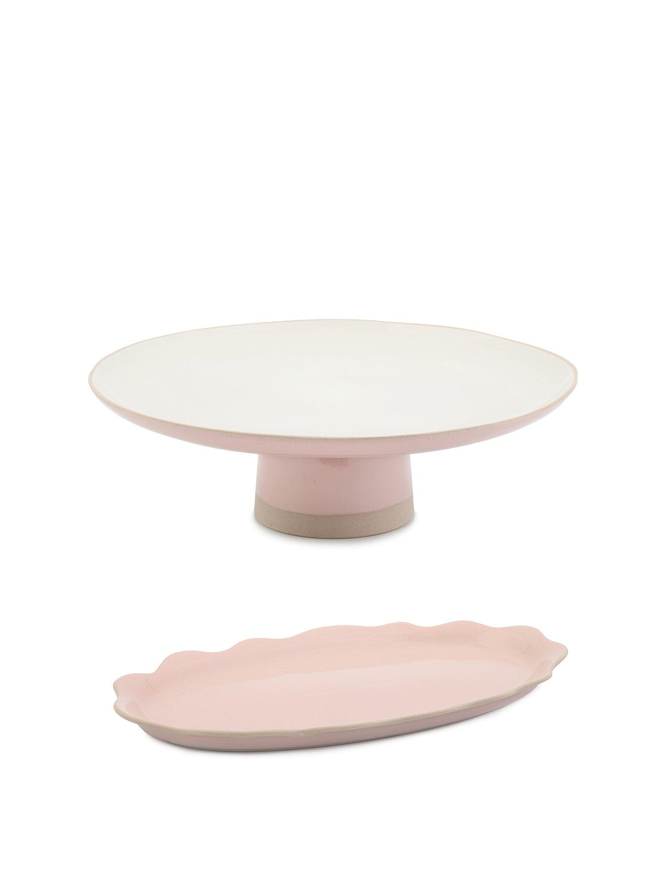 Jamie Oliver Big Love Pink Platter and Cake Stand - Set of 2