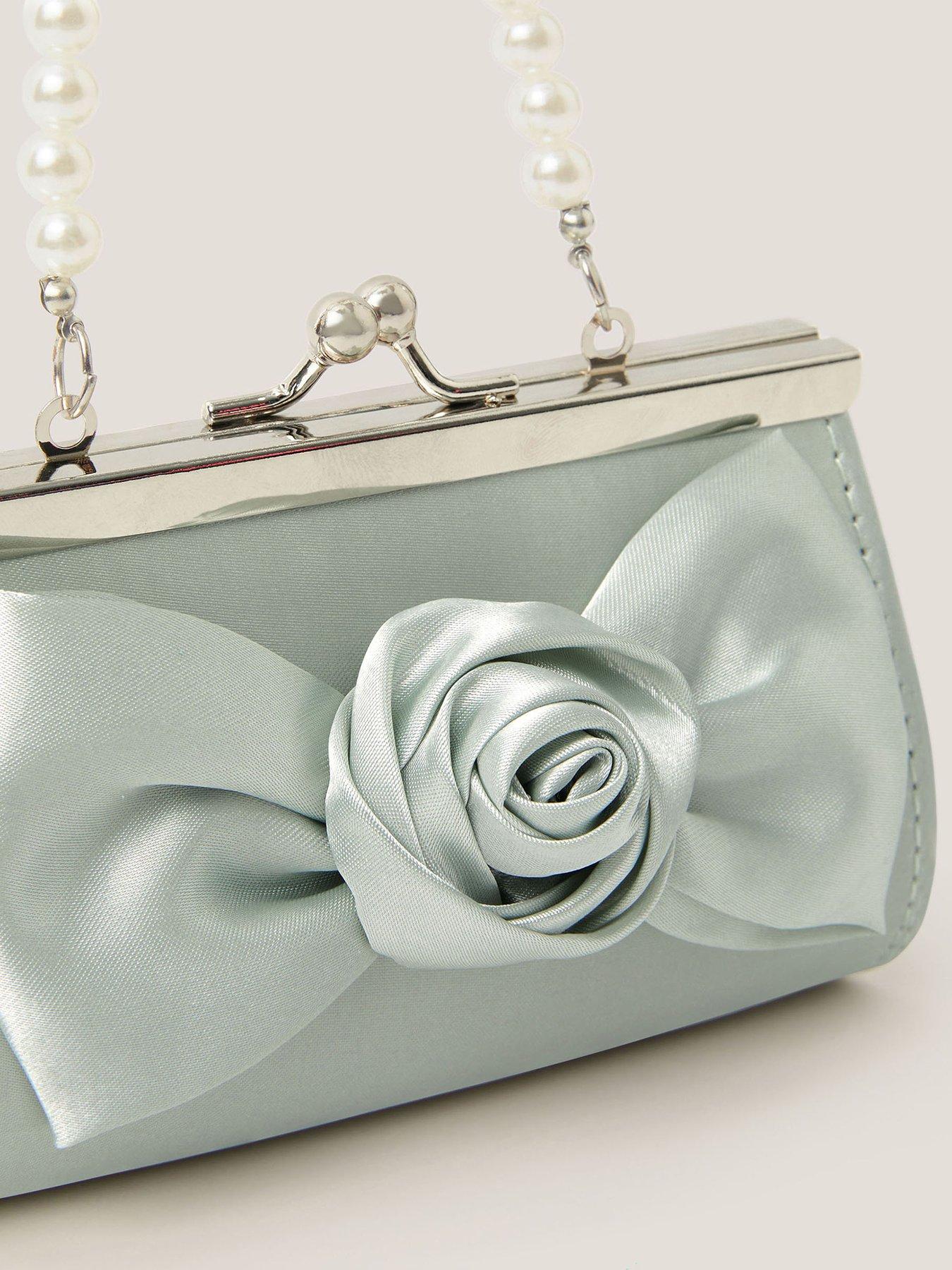 Image 2 of 4 of Monsoon Girls Mini Bridesmaid Rose Bow Bag - Light Green