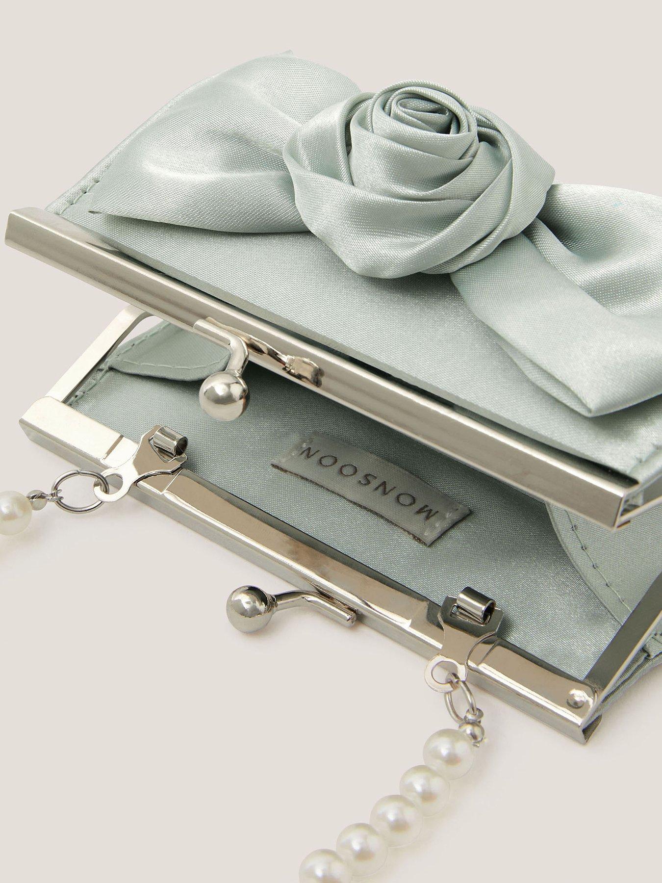 Image 3 of 4 of Monsoon Girls Mini Bridesmaid Rose Bow Bag - Light Green