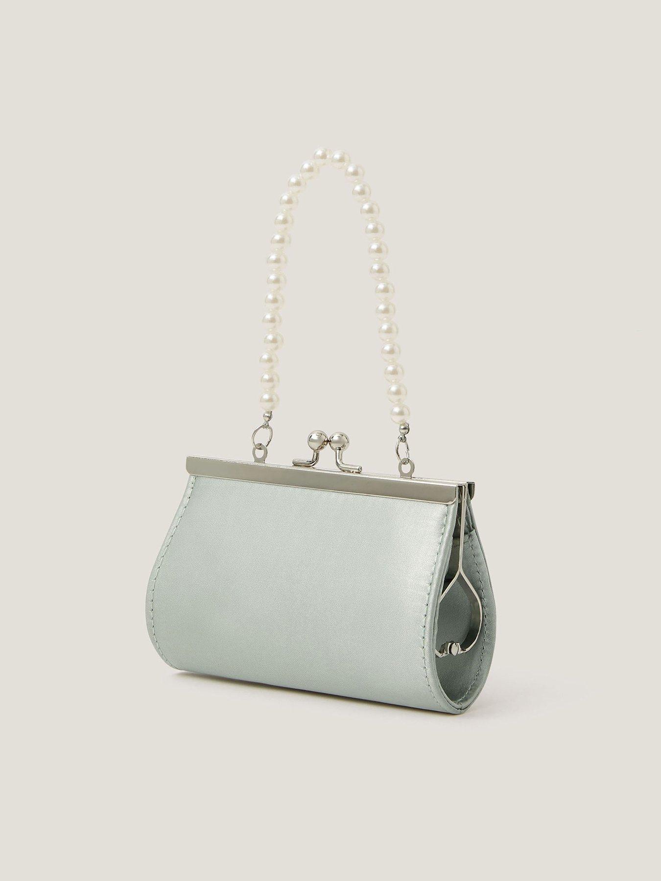 Image 4 of 4 of Monsoon Girls Mini Bridesmaid Rose Bow Bag - Light Green