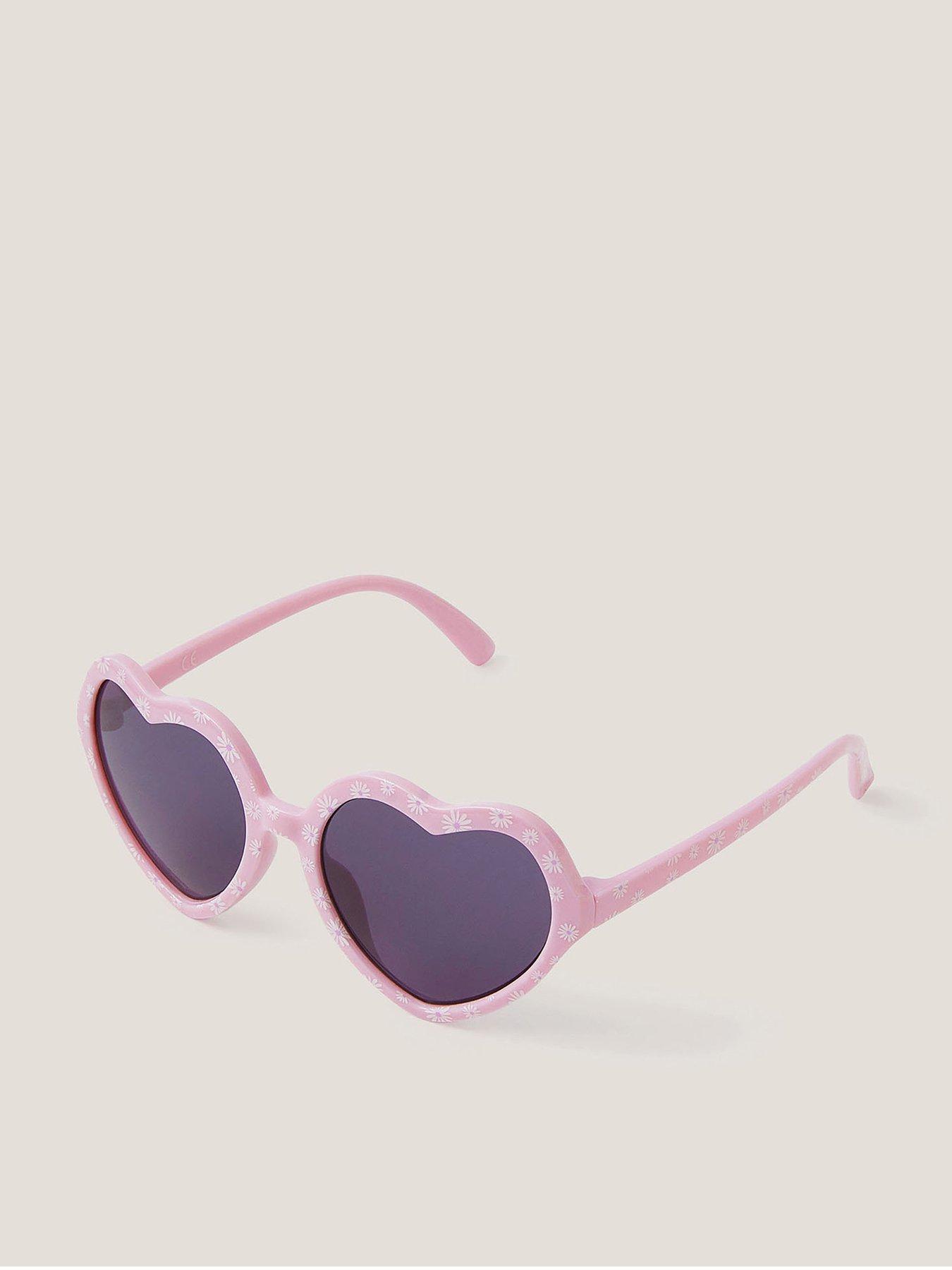 Monsoon Baby Girls Ditsy Daisy Heart Shaped Sunglasses - Pink