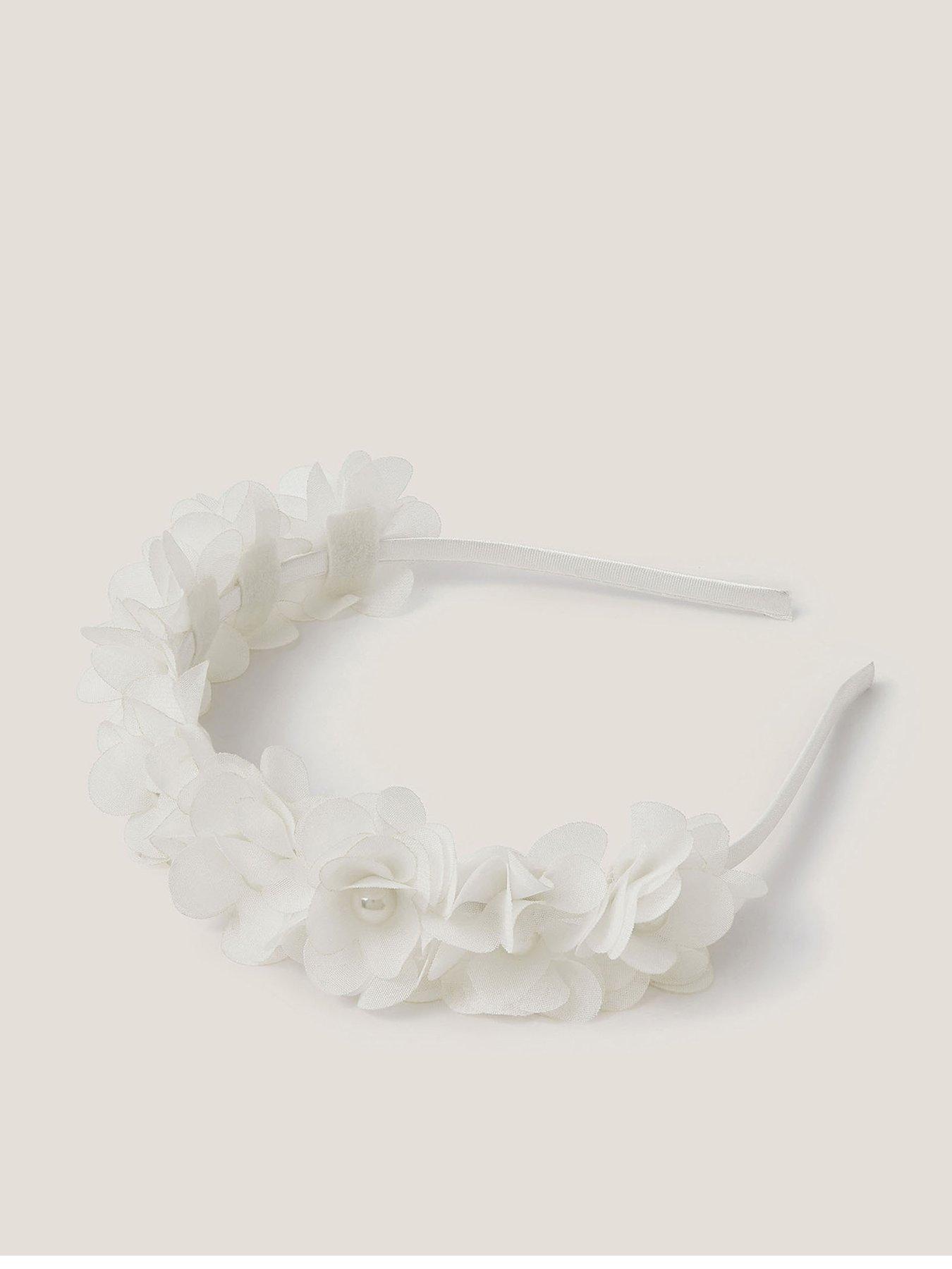 Monsoon Girls Corsage Floral Pearl Headband - Ivory