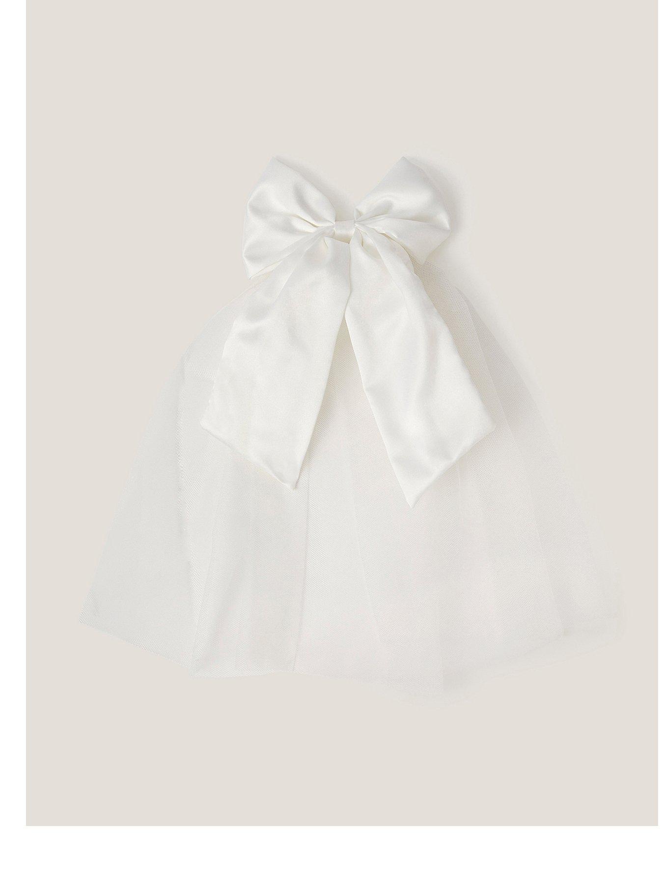 Monsoon Girls Communion Veil Satin Bow - White