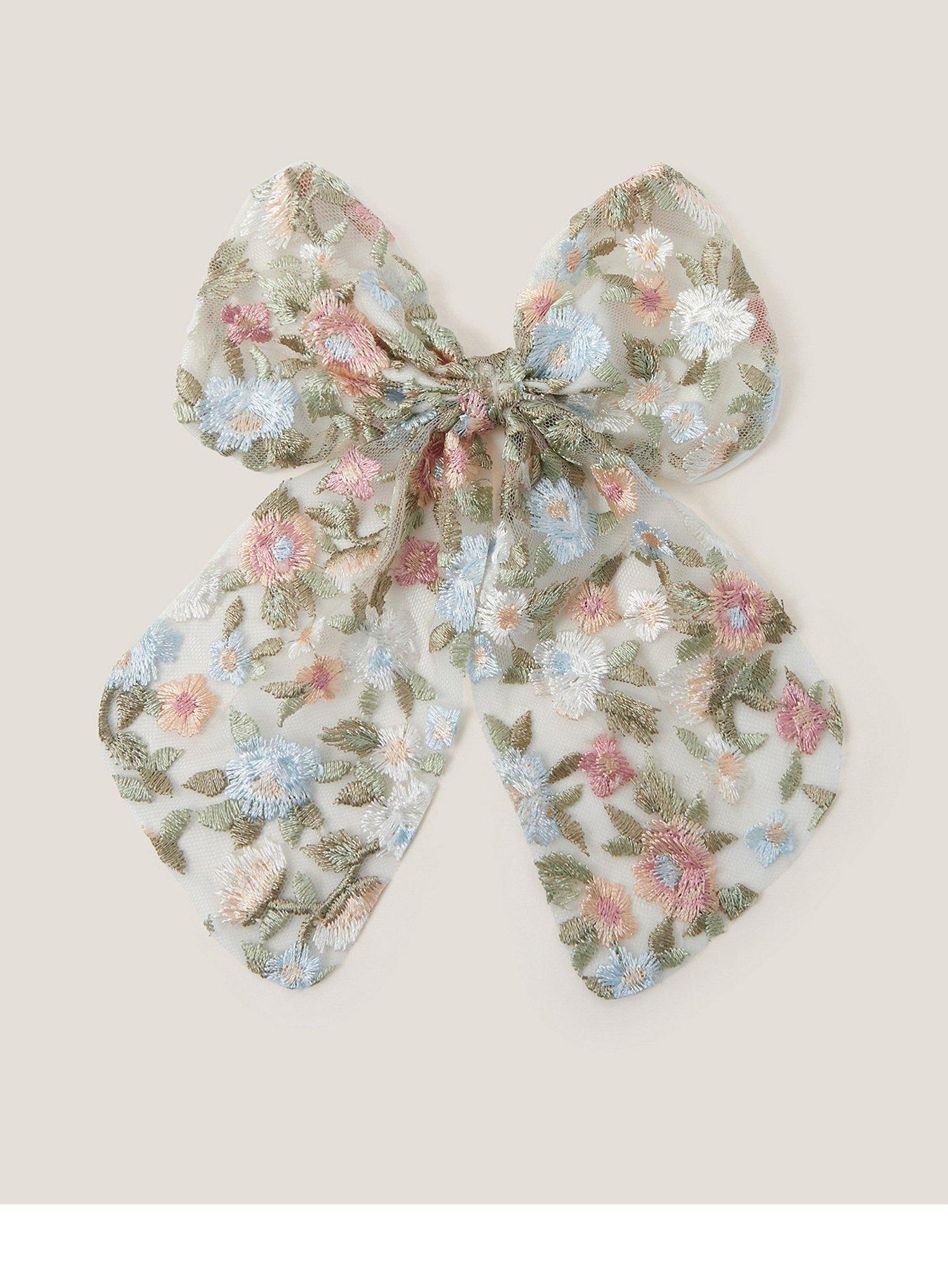 Monsoon Girls Azalea Embroidered Bow Clip - Multi