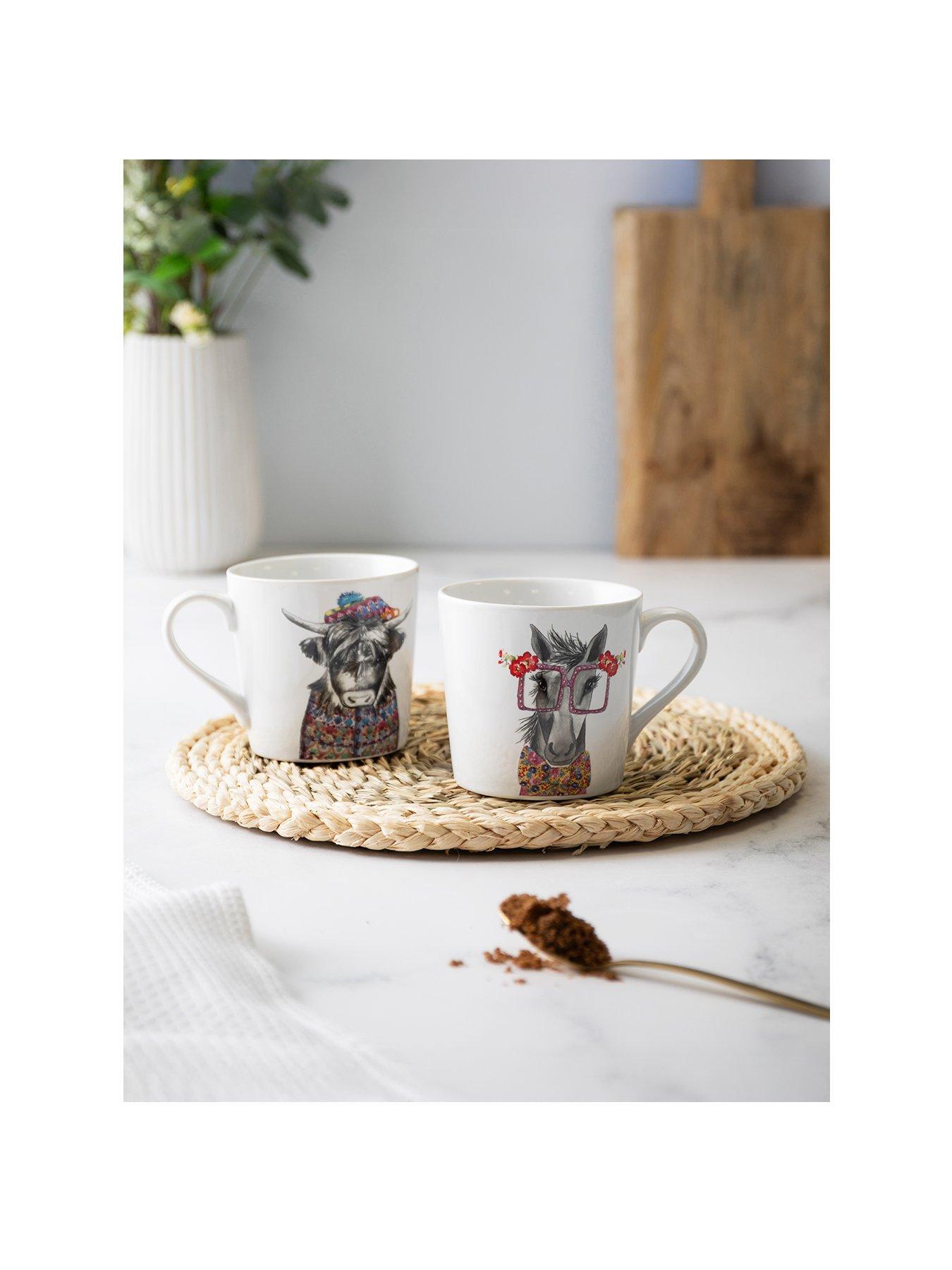 Mikasa Tipperleyhill China Mugs, Cow  &  Horse, Set of 2