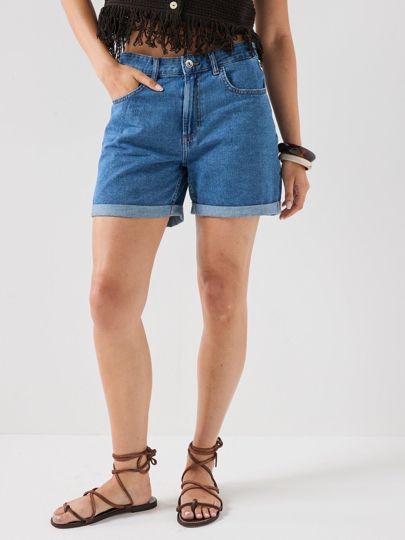 Only Onlvega Mom Denim Shorts - Blue
