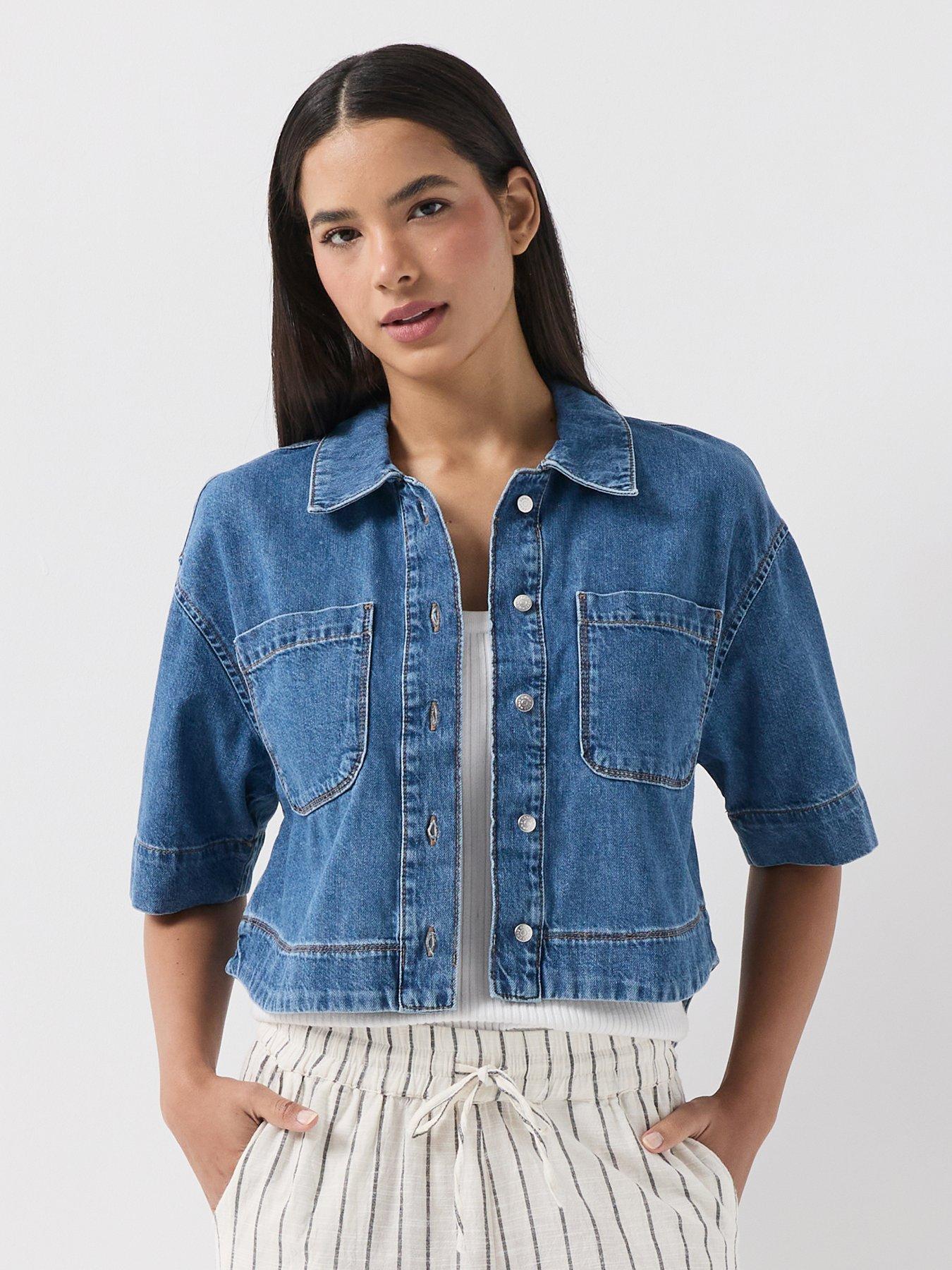 Only Onlcleo Life Ss Crop Dnm Shirt Pim Noos