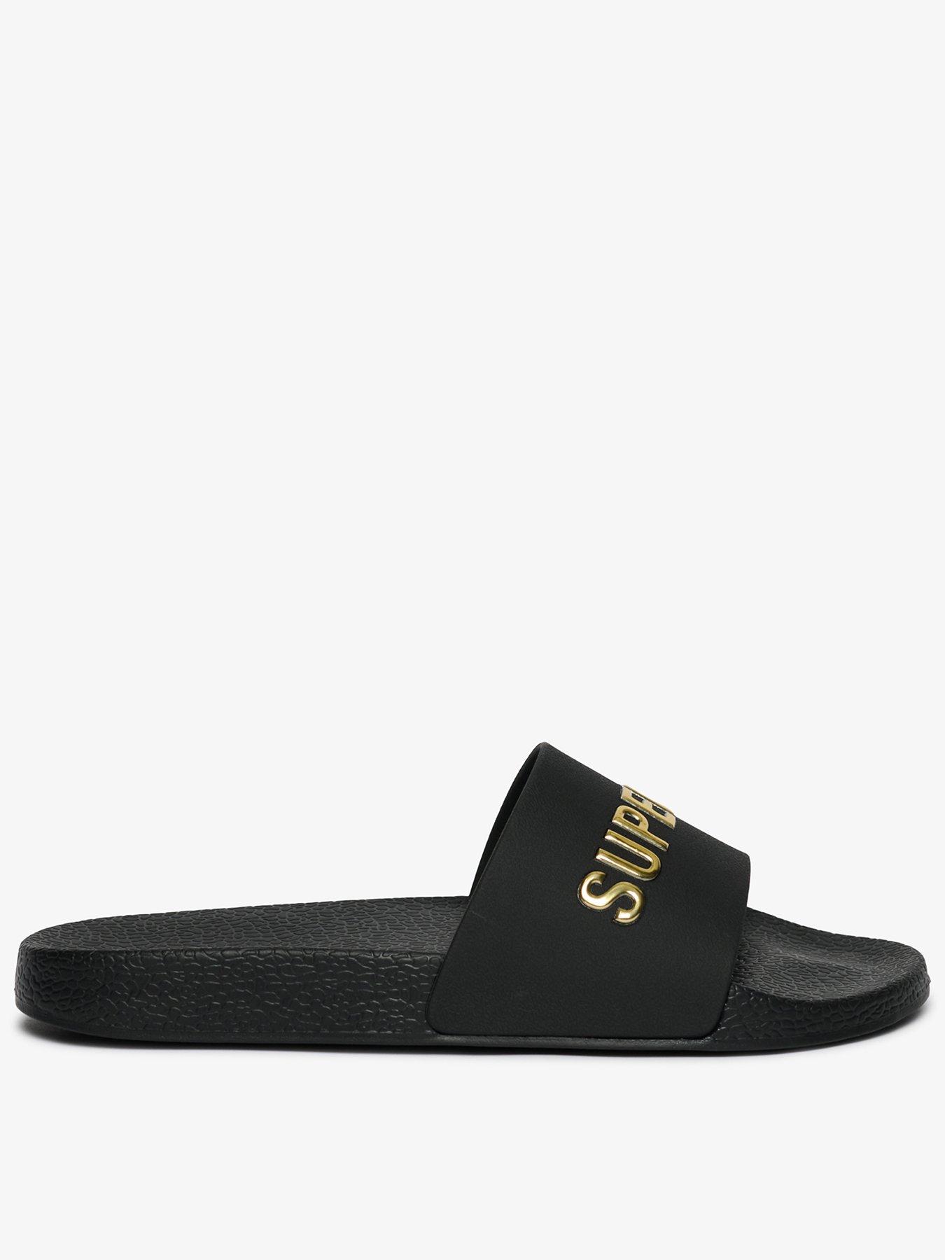 Superdry Premium Metallic Pool Slide - Black | Very