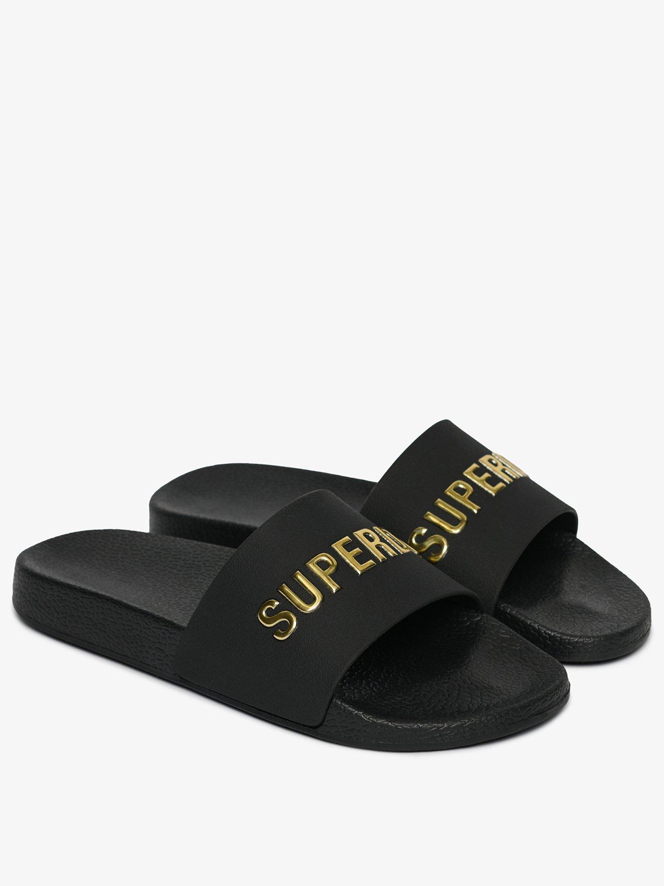 Superdry Premium Metallic Pool Slide - Black | Very