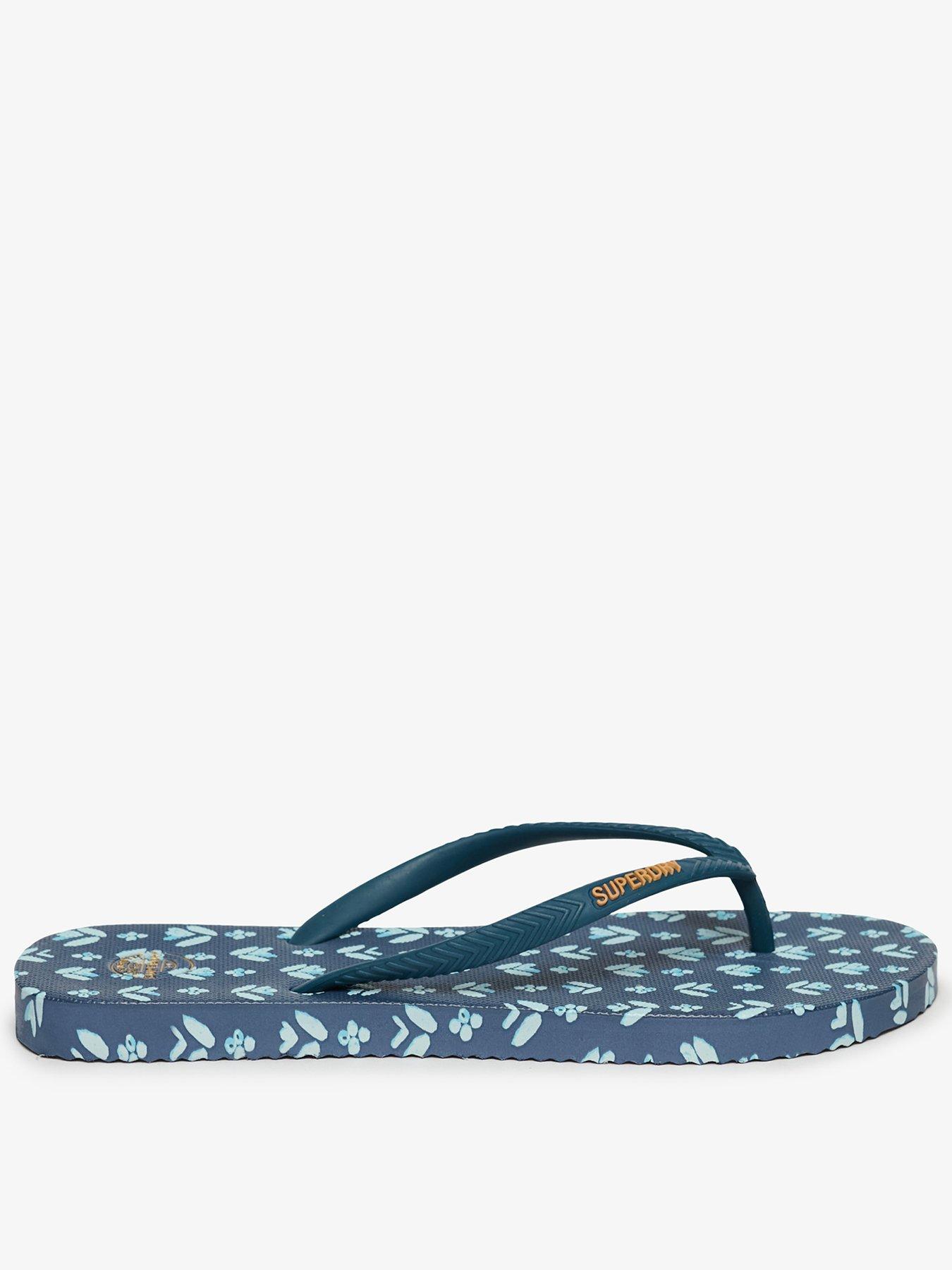 Superdry Printed Flip Flop, Blue, Size 5-6, Women