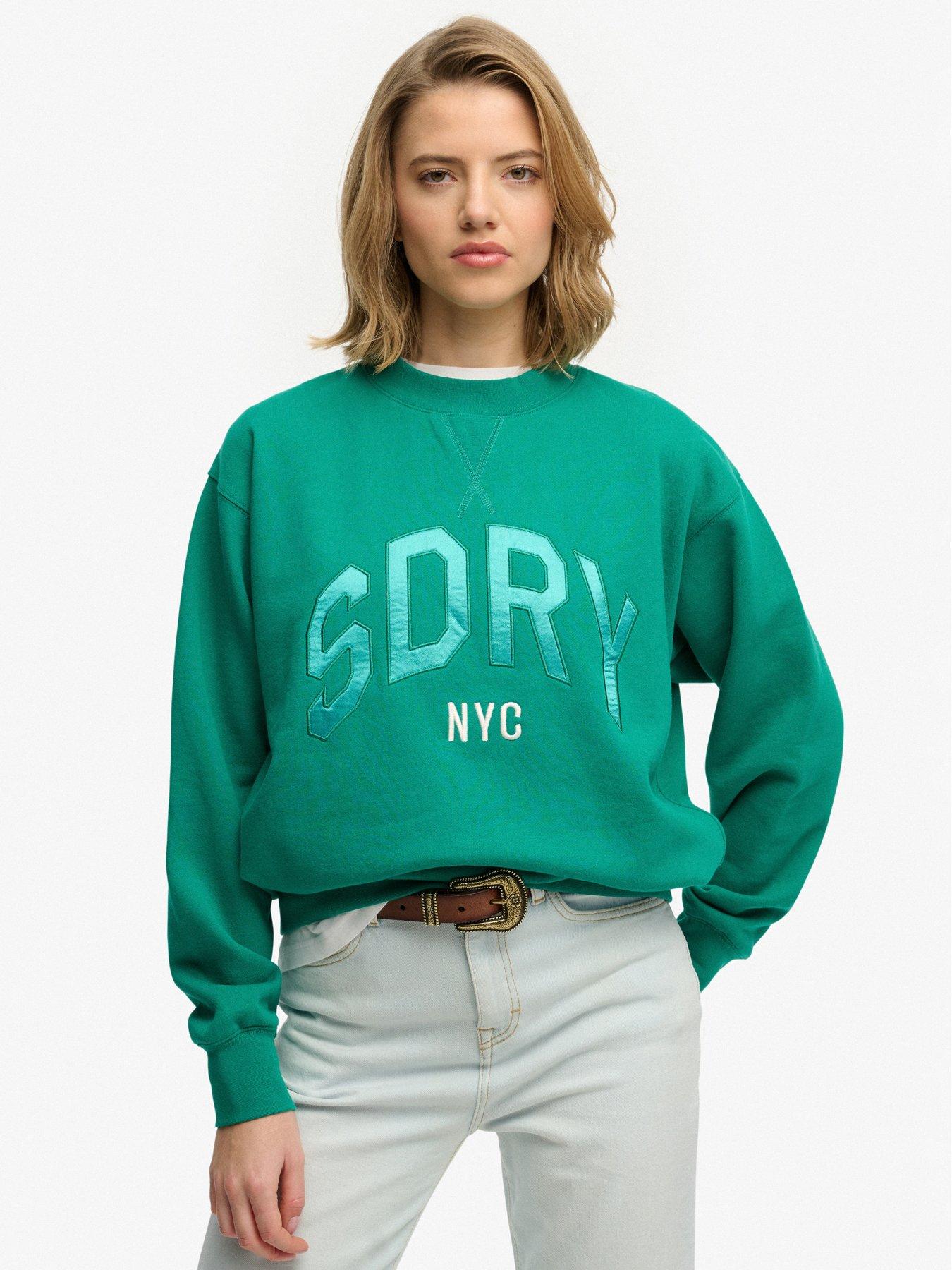 Superdry Varsity Satin Applique Crew - Green