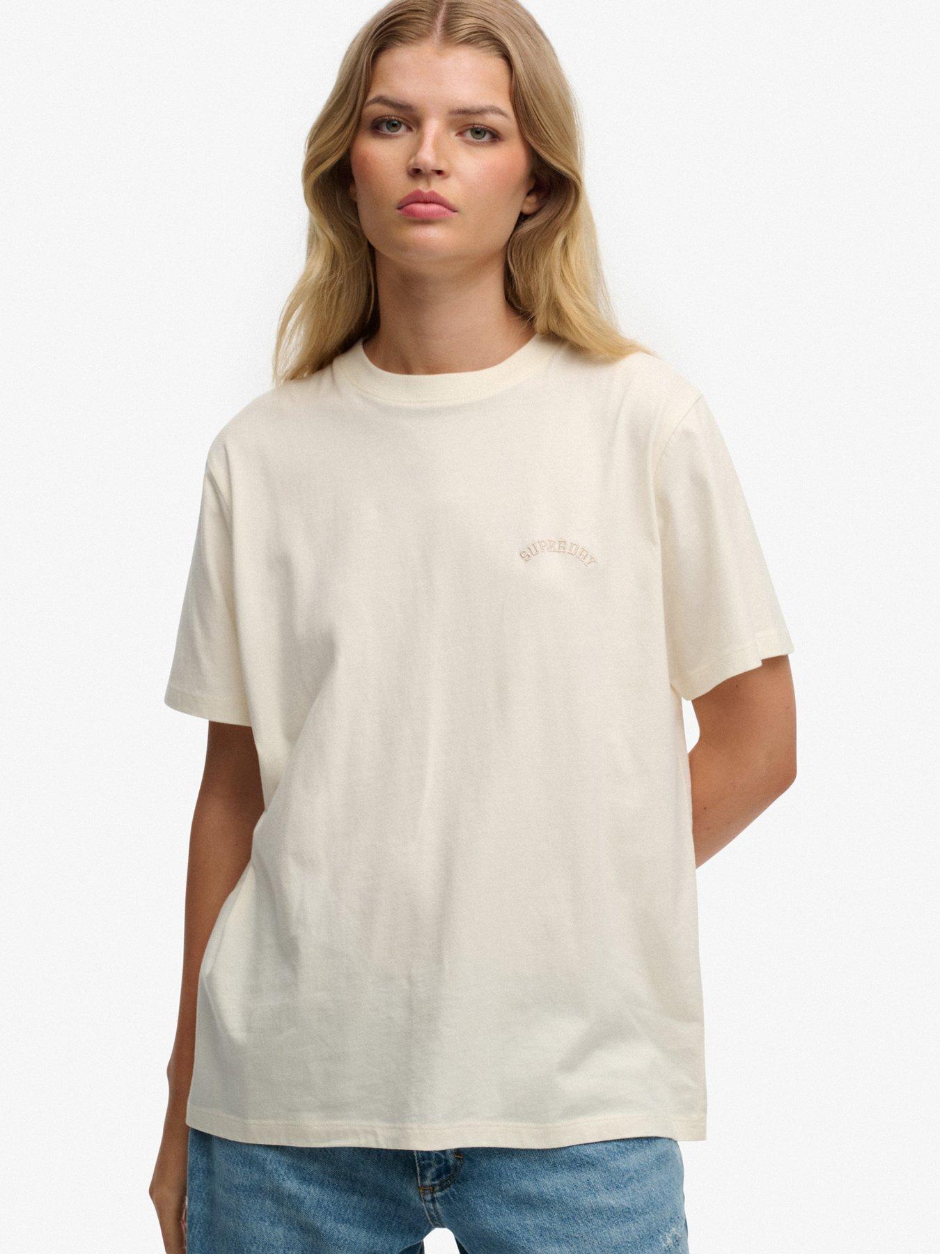 Superdry Essential Logo Loose T-Shirt, White, Size 10, Women