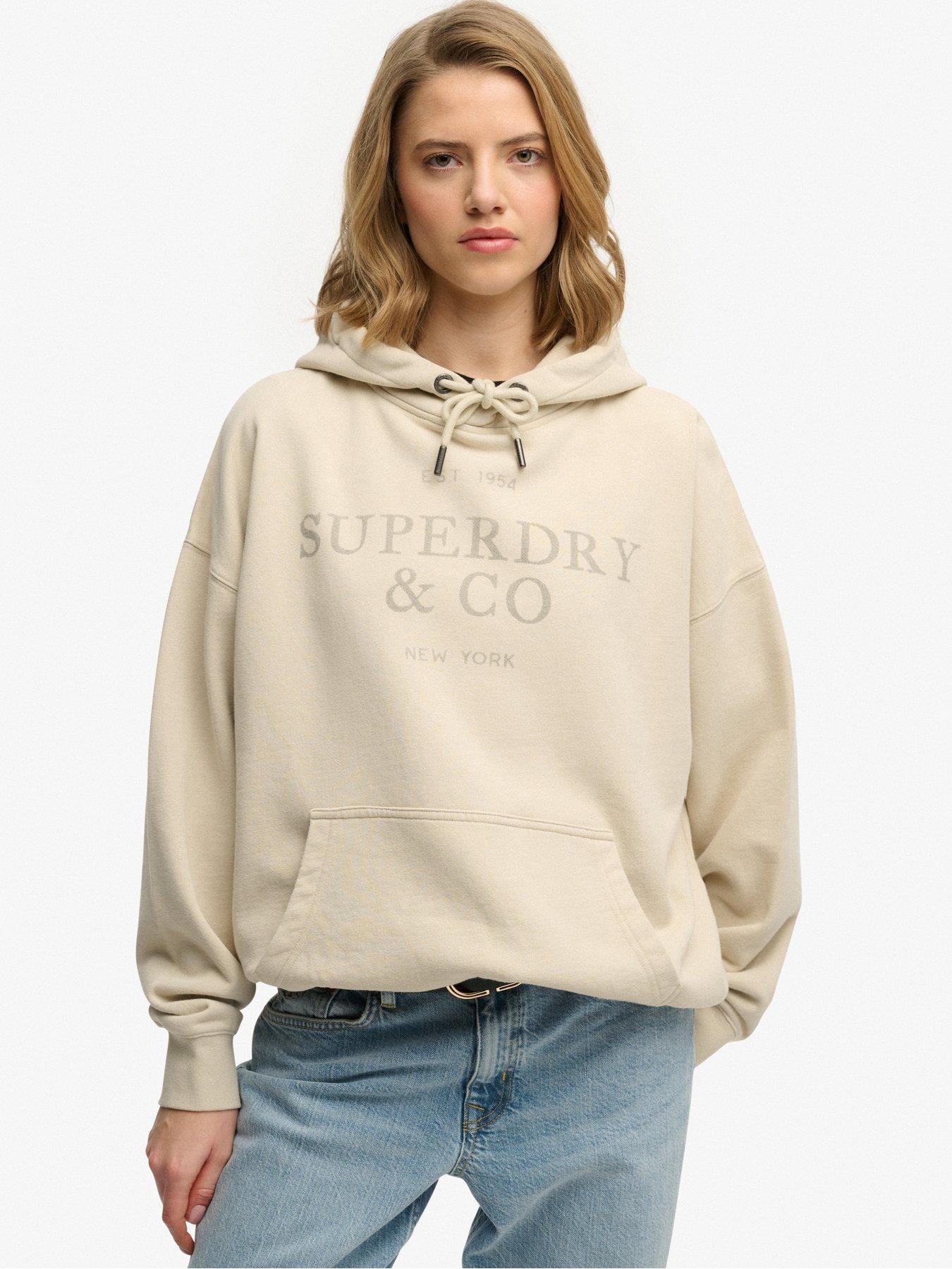 Superdry Luxe Casual Relaxed Hood, Beige, Size 10, Women