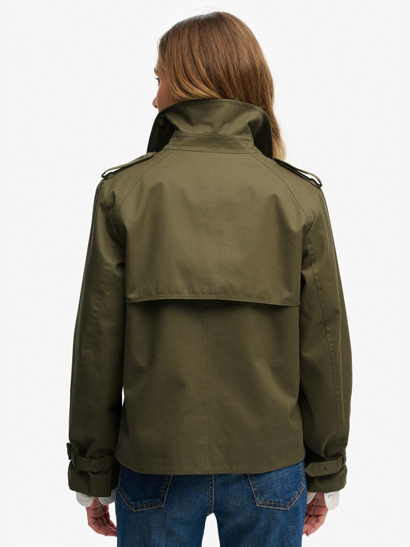 Image 2 of 7 of Superdry Short Trench Coat - Green