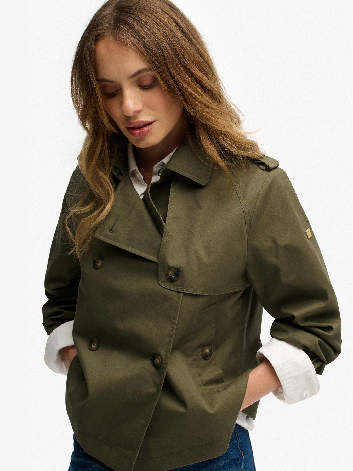 Image 6 of 7 of Superdry Short Trench Coat - Green