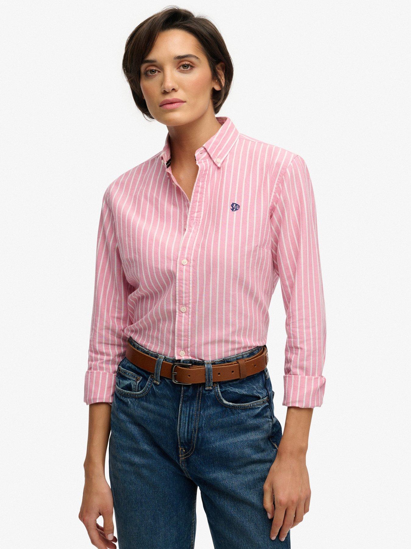 Superdry Slim Oxford Button Down Long Sleeve Shirt - Pink