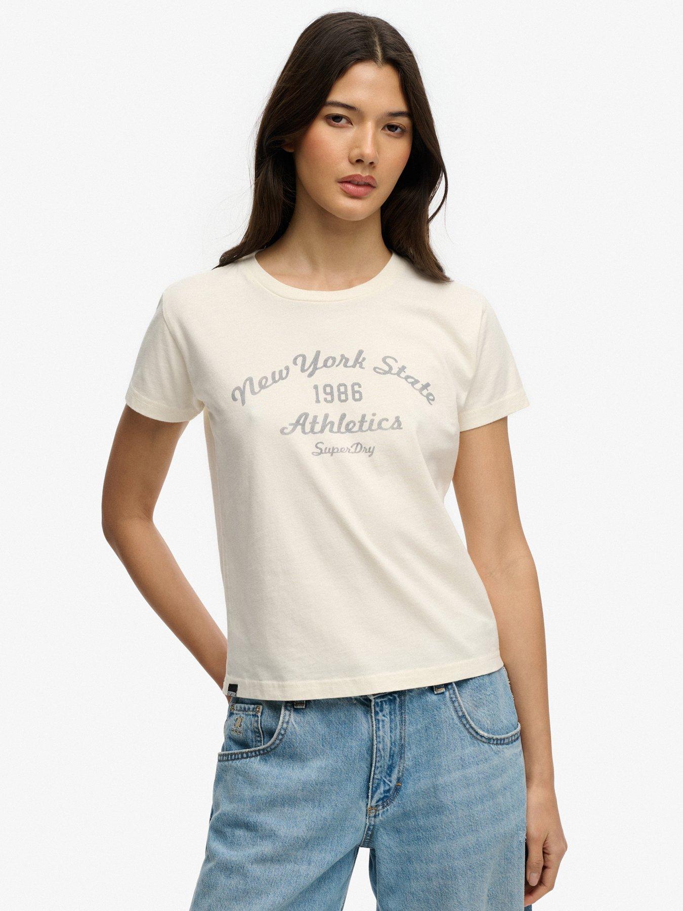 Image 1 of 5 of Superdry Athletic Essentials Fitted Graphic T-Shirt - White