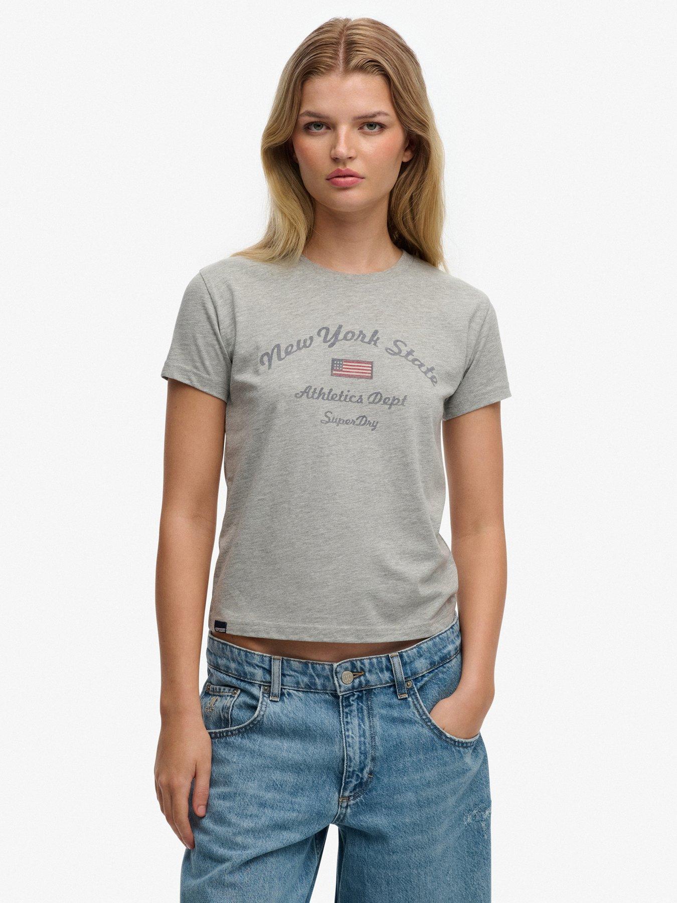 Superdry Athletic Essentials Fitted Graphic T-Shirt - Grey