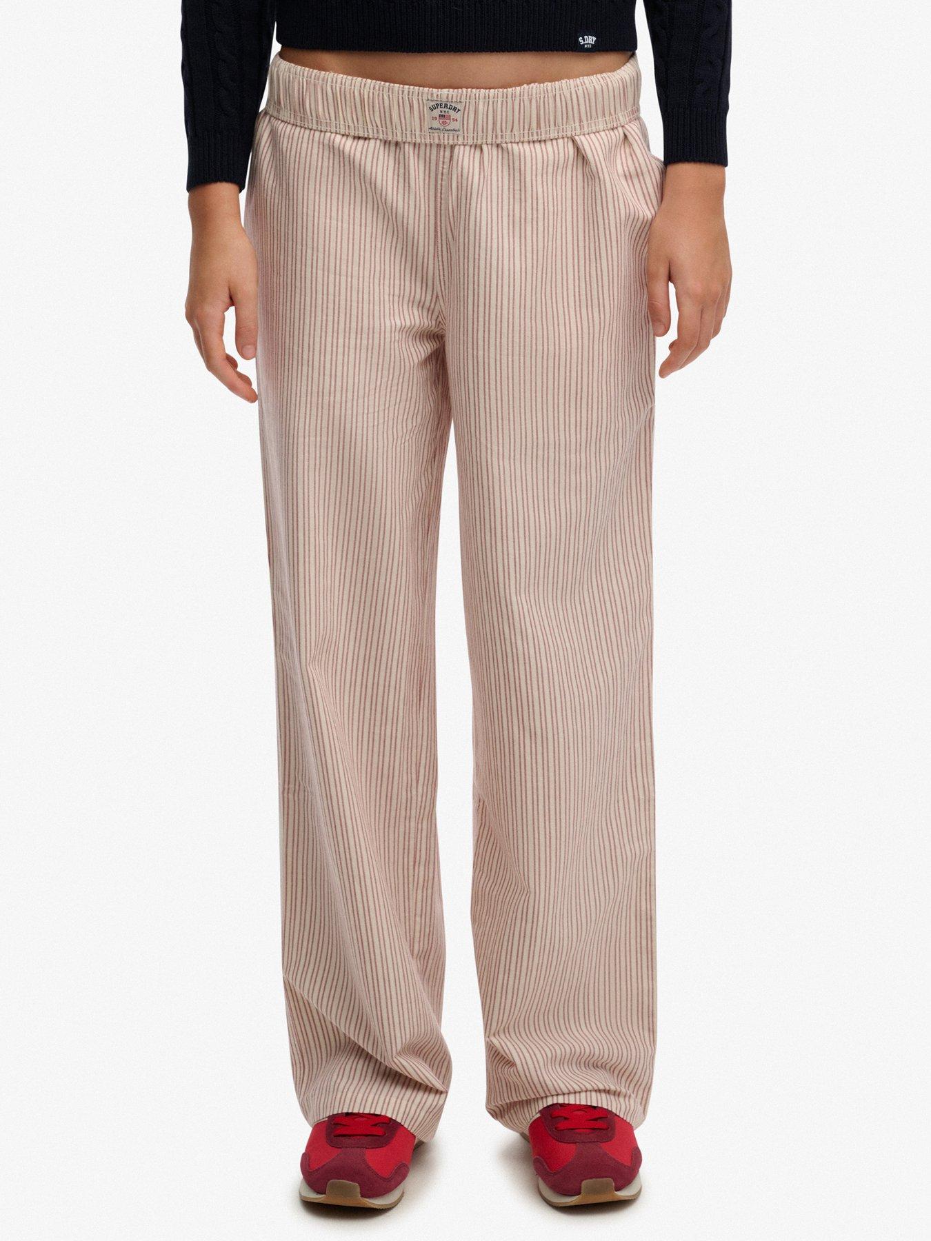 Superdry Cotton Stripe Elastic Trouser - Red