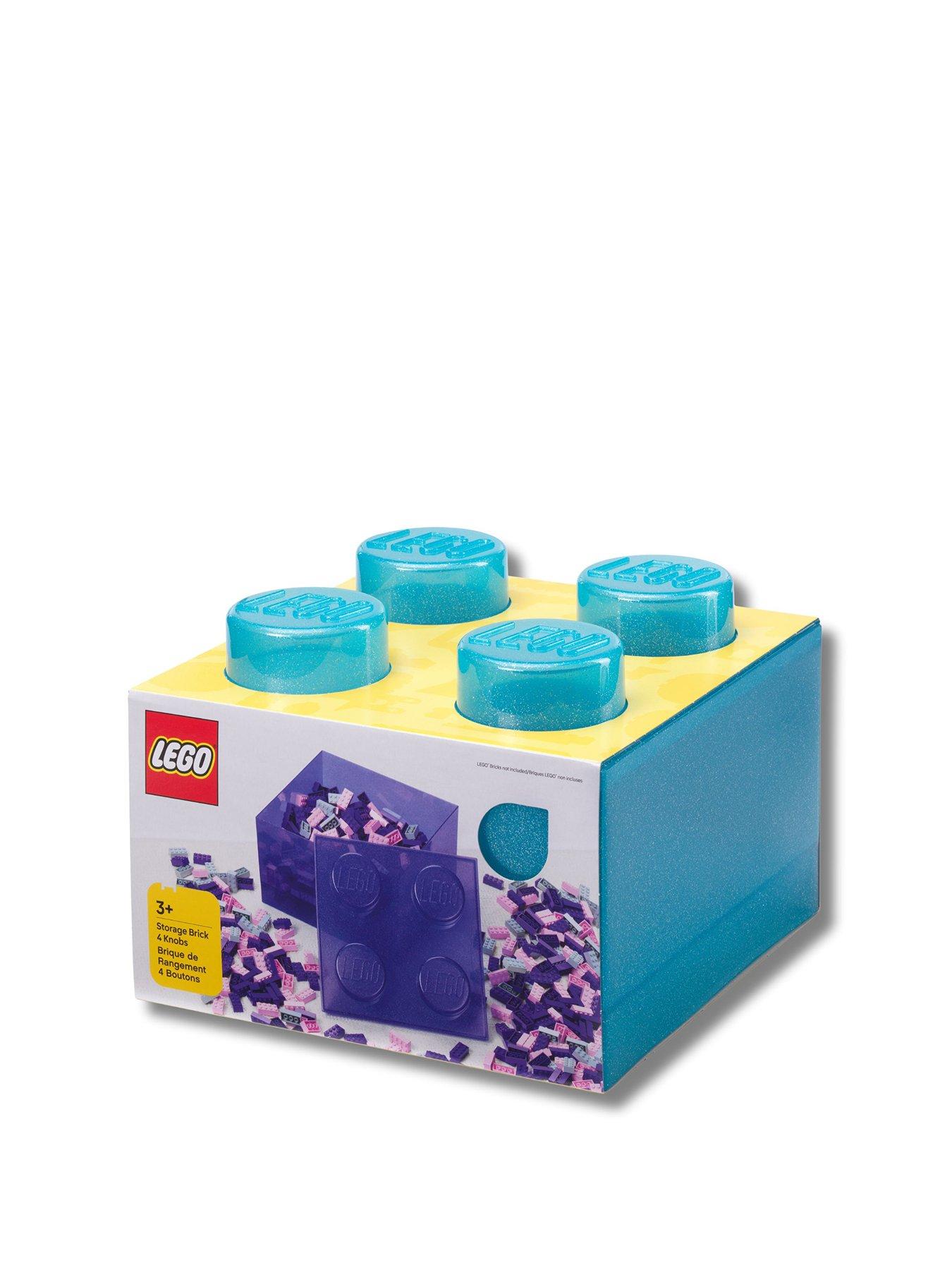 LEGO Storage Brick 4 Top Lid Glitter Light Blue