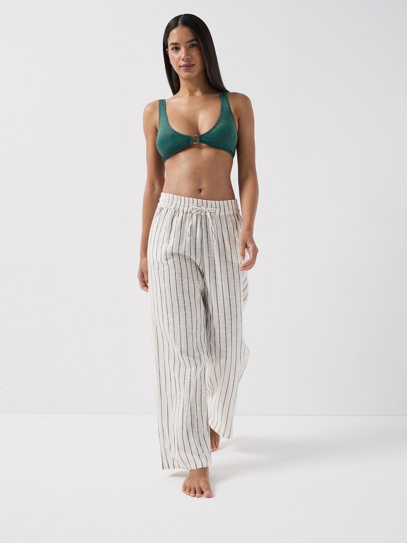 Image 3 of 6 of PIECES Pclaomi Lurex Bikini Ring Top - Green