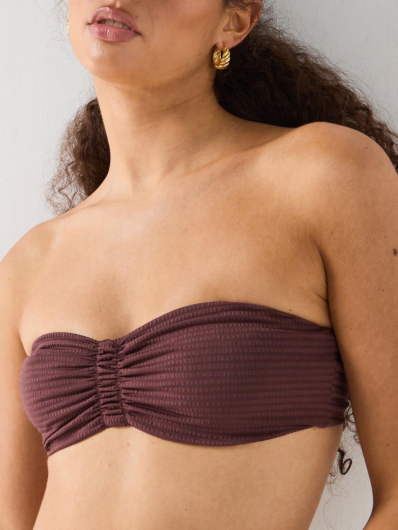Image 4 of 6 of PIECES Pckaya Seersucker Bikini Top - Red