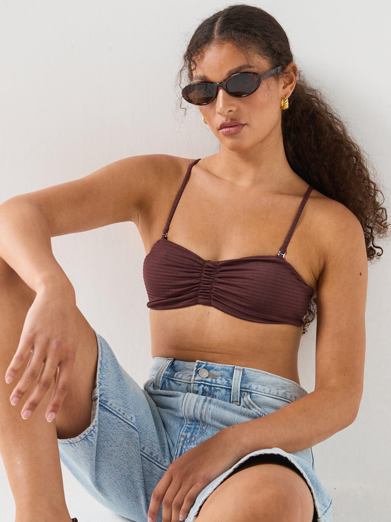 Image 5 of 6 of PIECES Pckaya Seersucker Bikini Top - Red