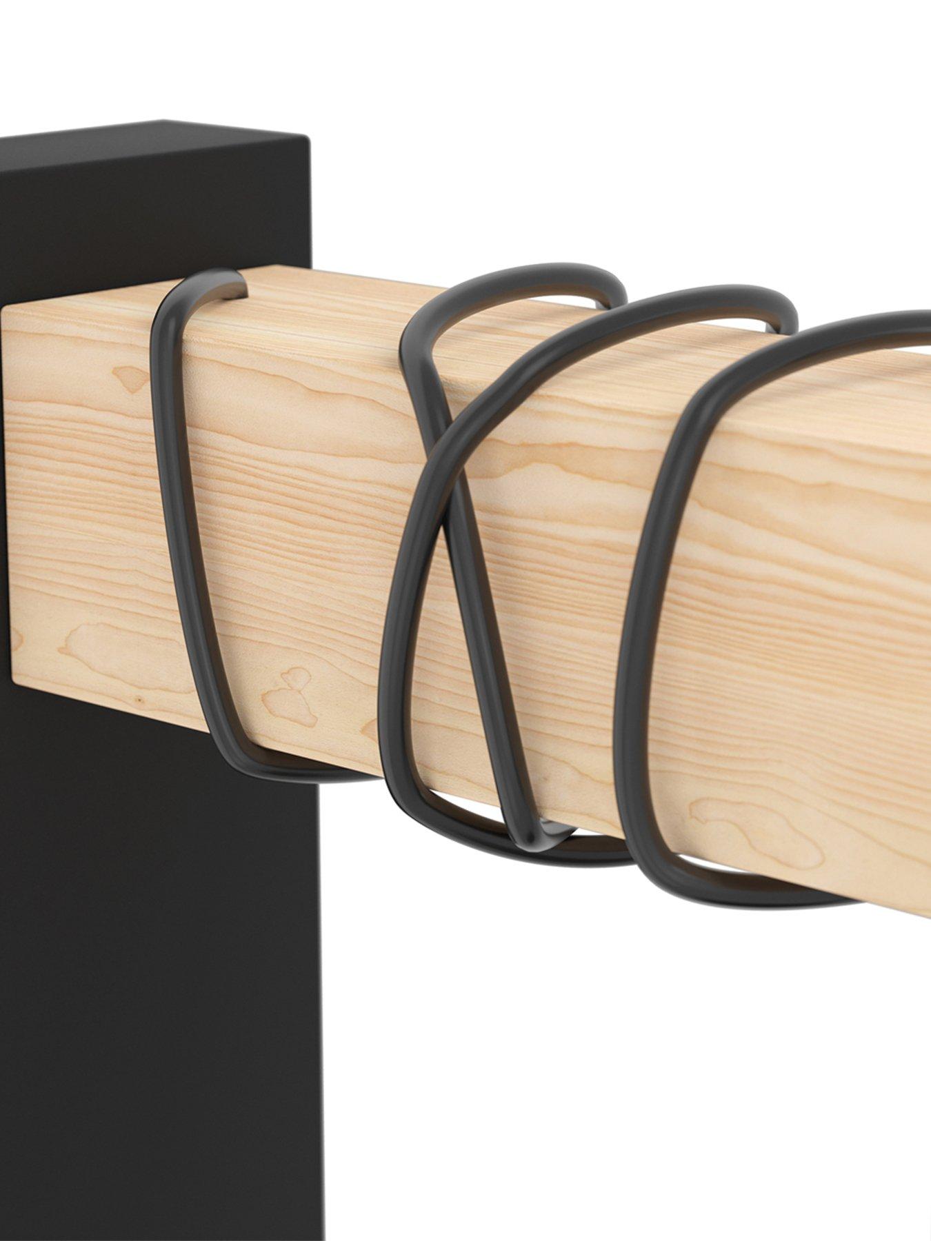 Image 3 of 4 of Eglo Townshend 5 Black/natural Wood Wall Light