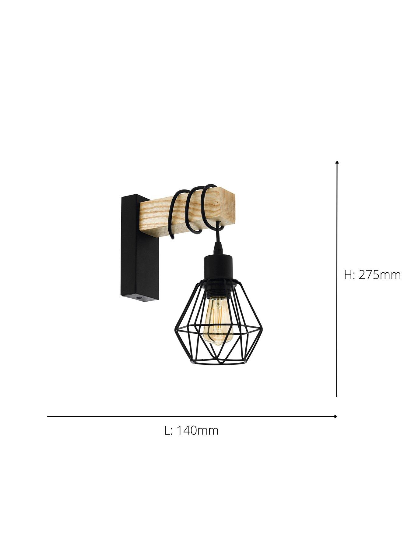 Image 4 of 4 of Eglo Townshend 5 Black/natural Wood Wall Light