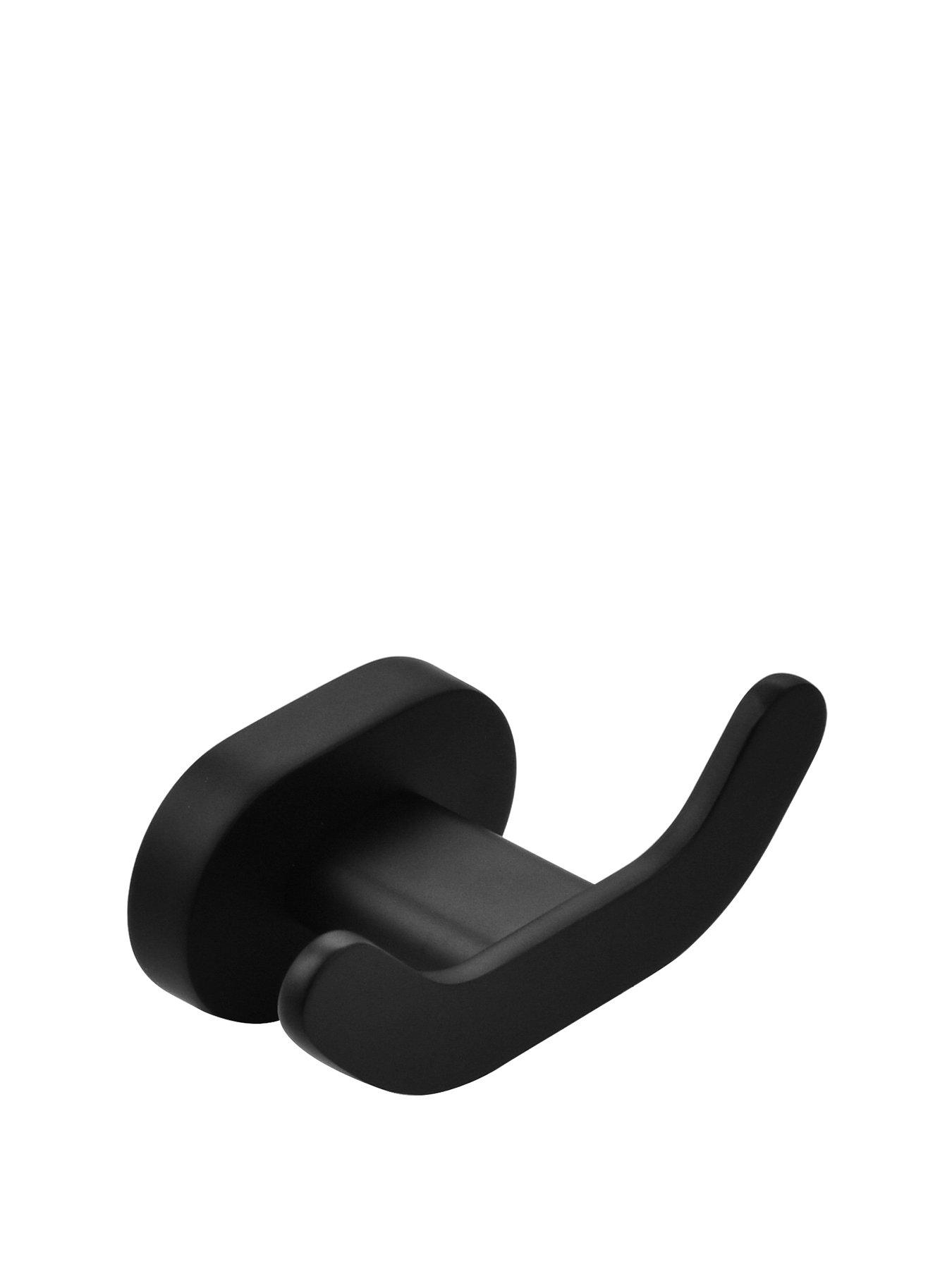 AQUALONA Robe Hook Black  &  Double Toilet Roll Holder