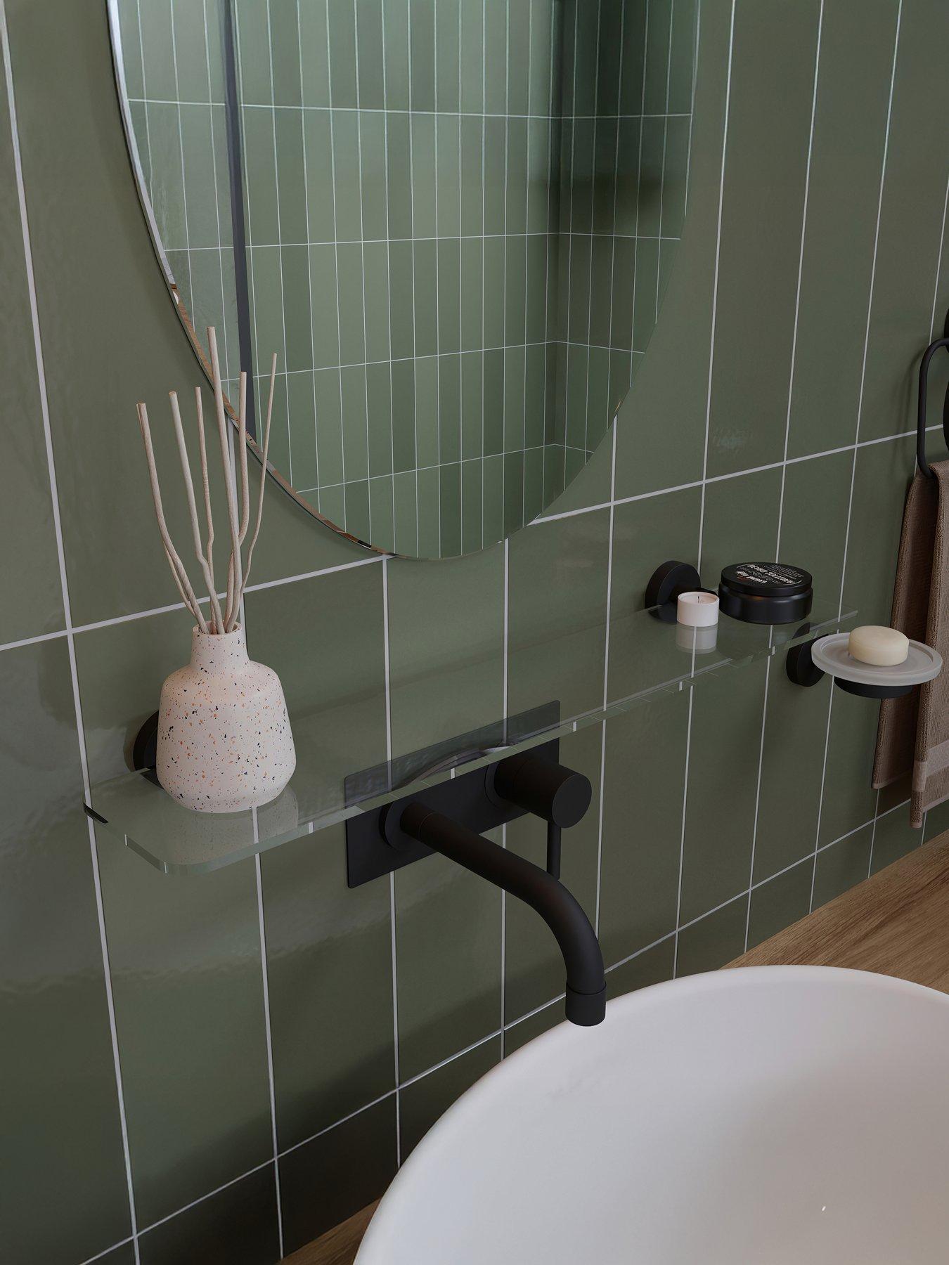 Croydex Metra Glass Shelf With Matt Black Flexi-fix Brackets