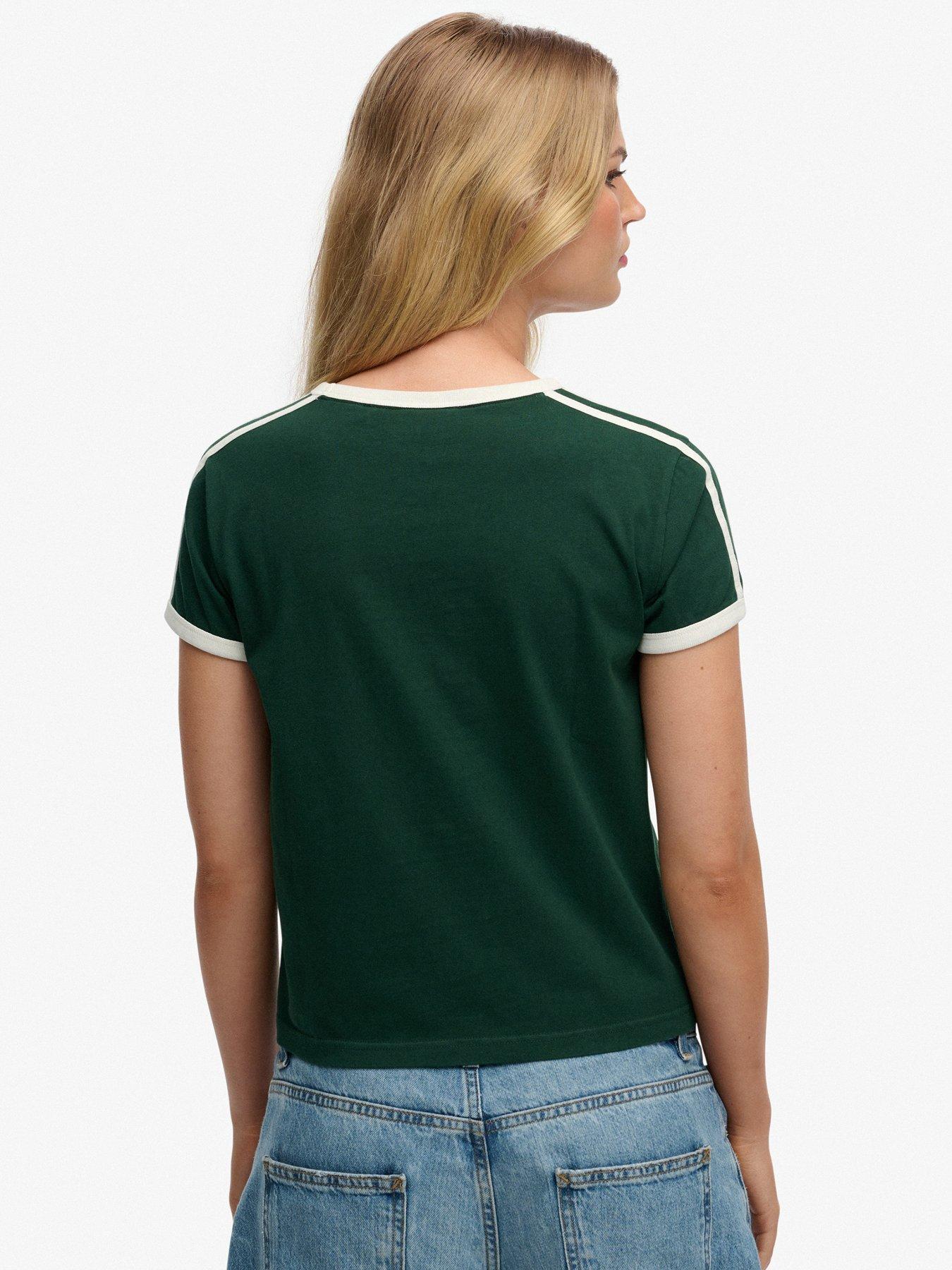 Image 2 of 4 of Superdry Athletic Essentials Side Stripe T-Shirt - Green
