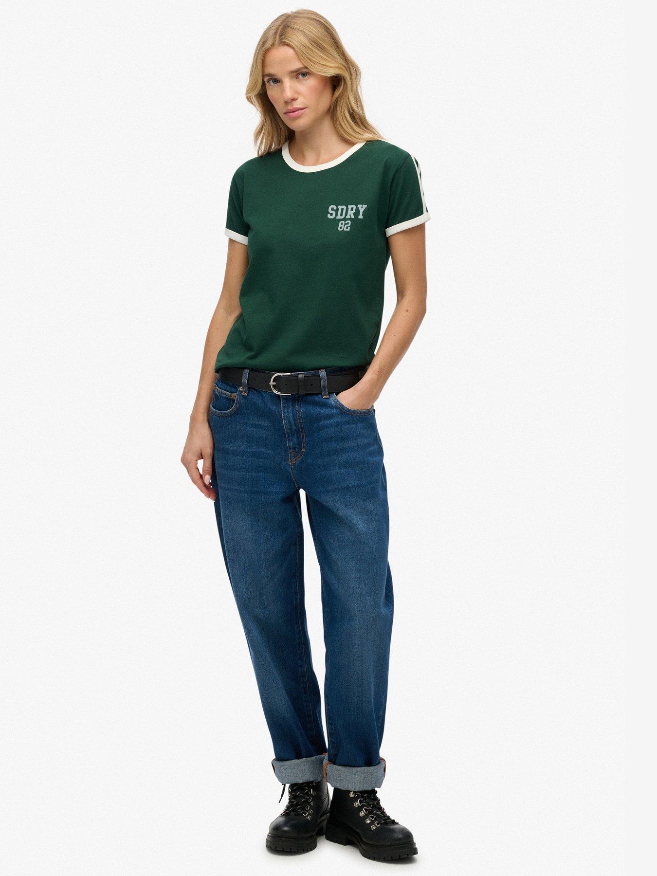 Image 3 of 4 of Superdry Athletic Essentials Side Stripe T-Shirt - Green