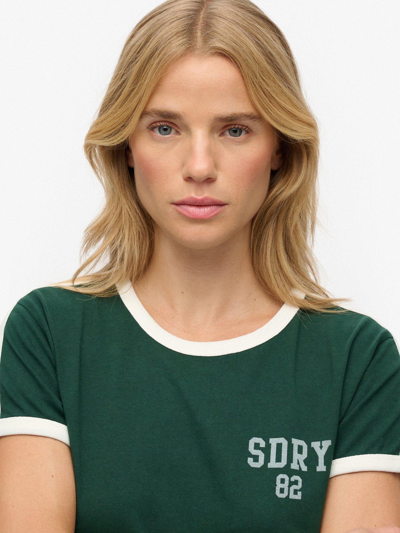 Image 4 of 4 of Superdry Athletic Essentials Side Stripe T-Shirt - Green