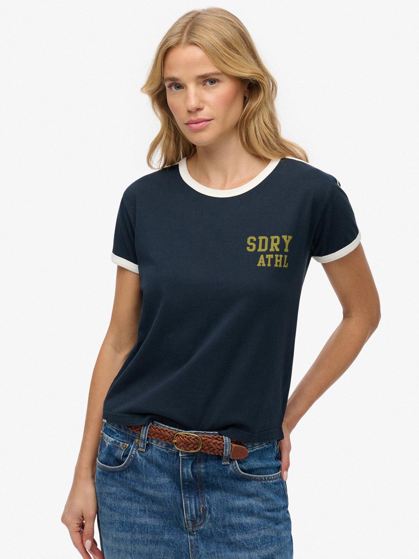 Superdry Athletic Essentials Side Stripe T-Shirt - Blue