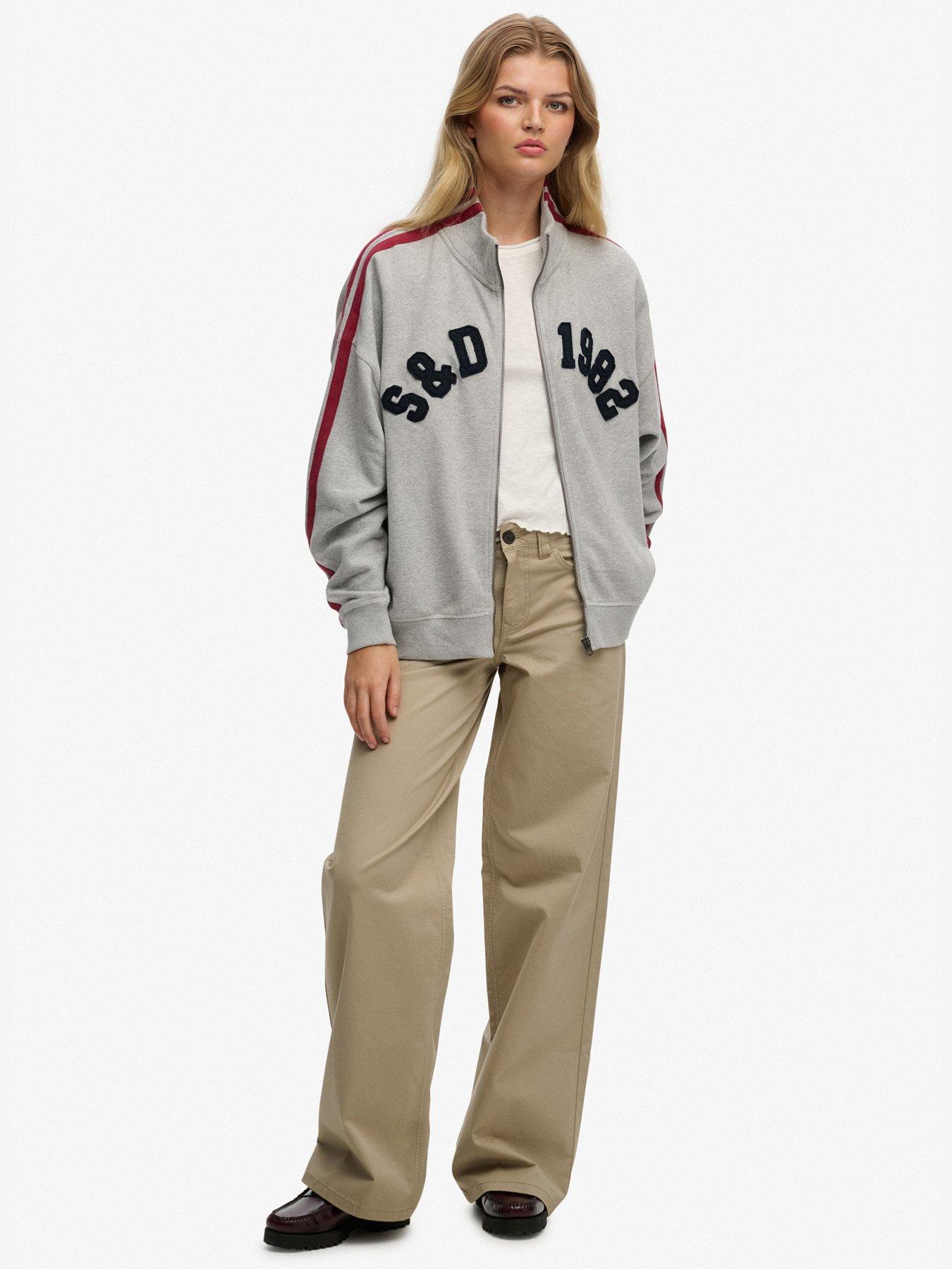 Image 3 of 5 of Superdry Athletic Essentials Applique Loose Zip Track Top - Grey