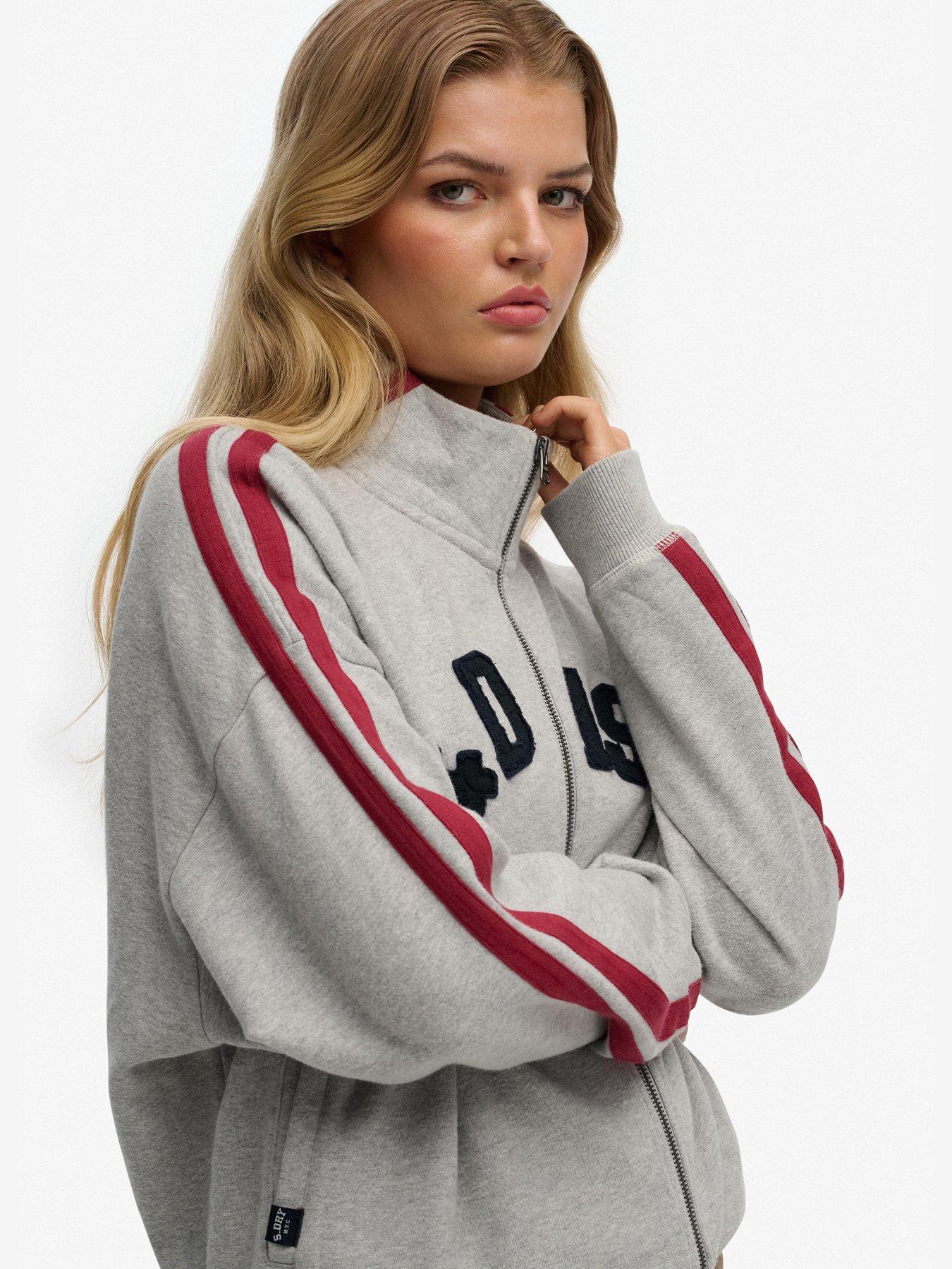 Image 5 of 5 of Superdry Athletic Essentials Applique Loose Zip Track Top - Grey
